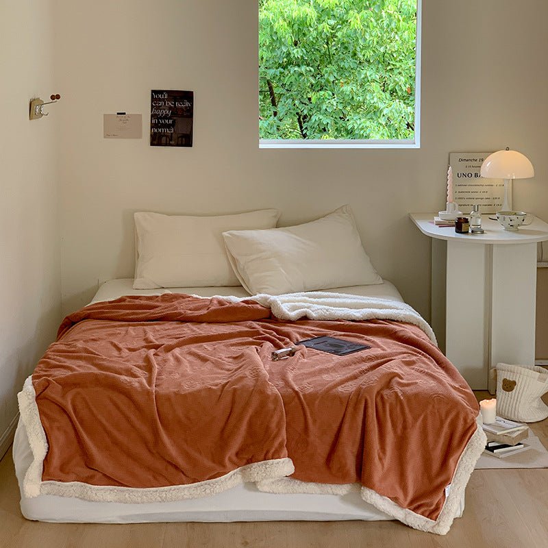 - Ever Lasting - Plush Fleece Floral Blanket / Off White - Blankets - Ever Lasting