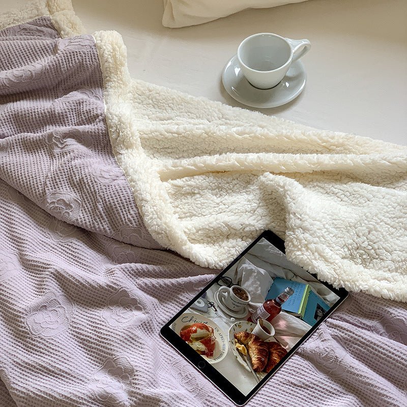 - Ever Lasting - Plush Fleece Floral Blanket / Off White - Blankets - Ever Lasting