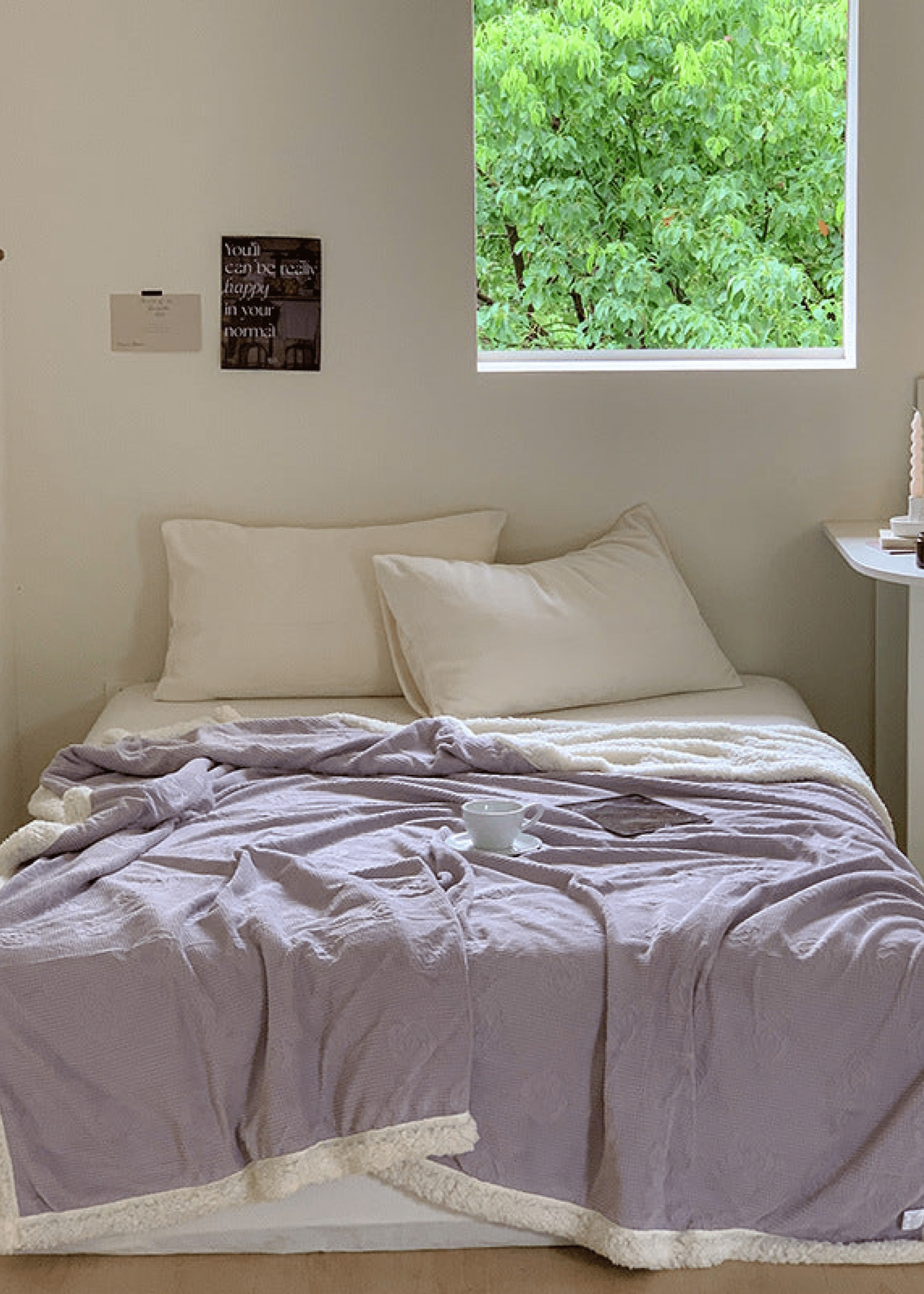 - Ever Lasting - Plush Fleece Floral Blanket / Off White - Blankets - Ever Lasting