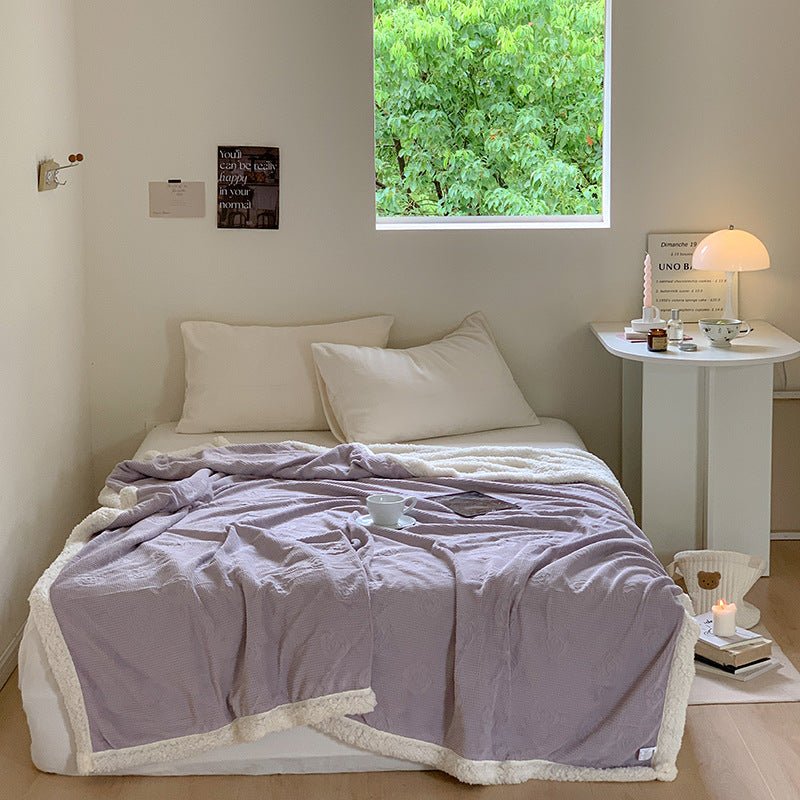 - Ever Lasting - Plush Fleece Floral Blanket / Off White - Blankets - Ever Lasting