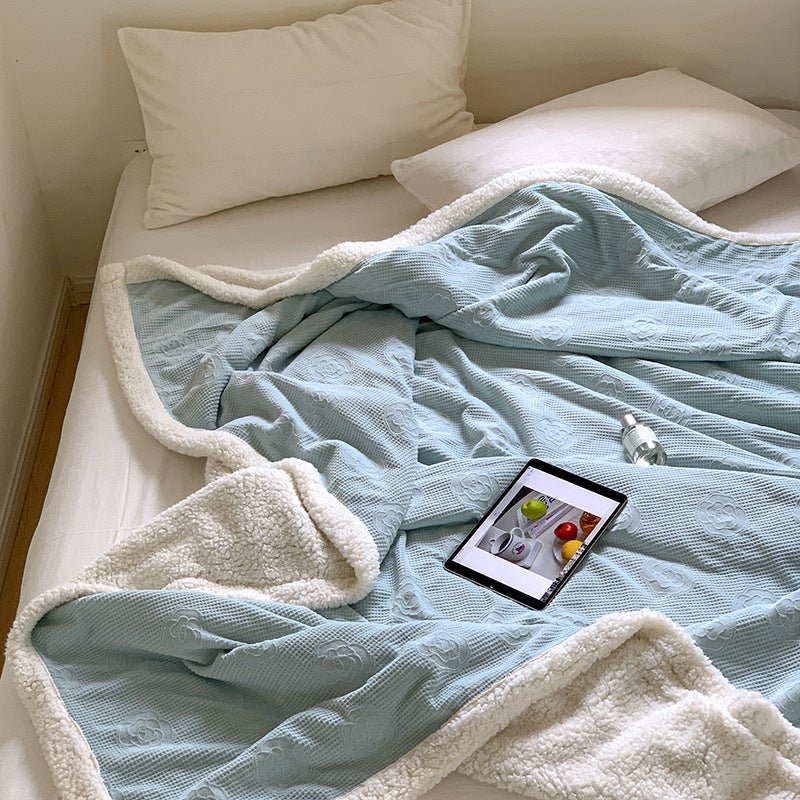 - Ever Lasting - Plush Fleece Floral Blanket / Off White - Blankets - Ever Lasting