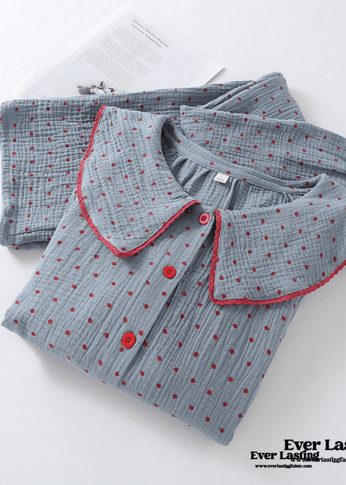 Polka Dot Cute Collared Pajama Set - Ever Lasting