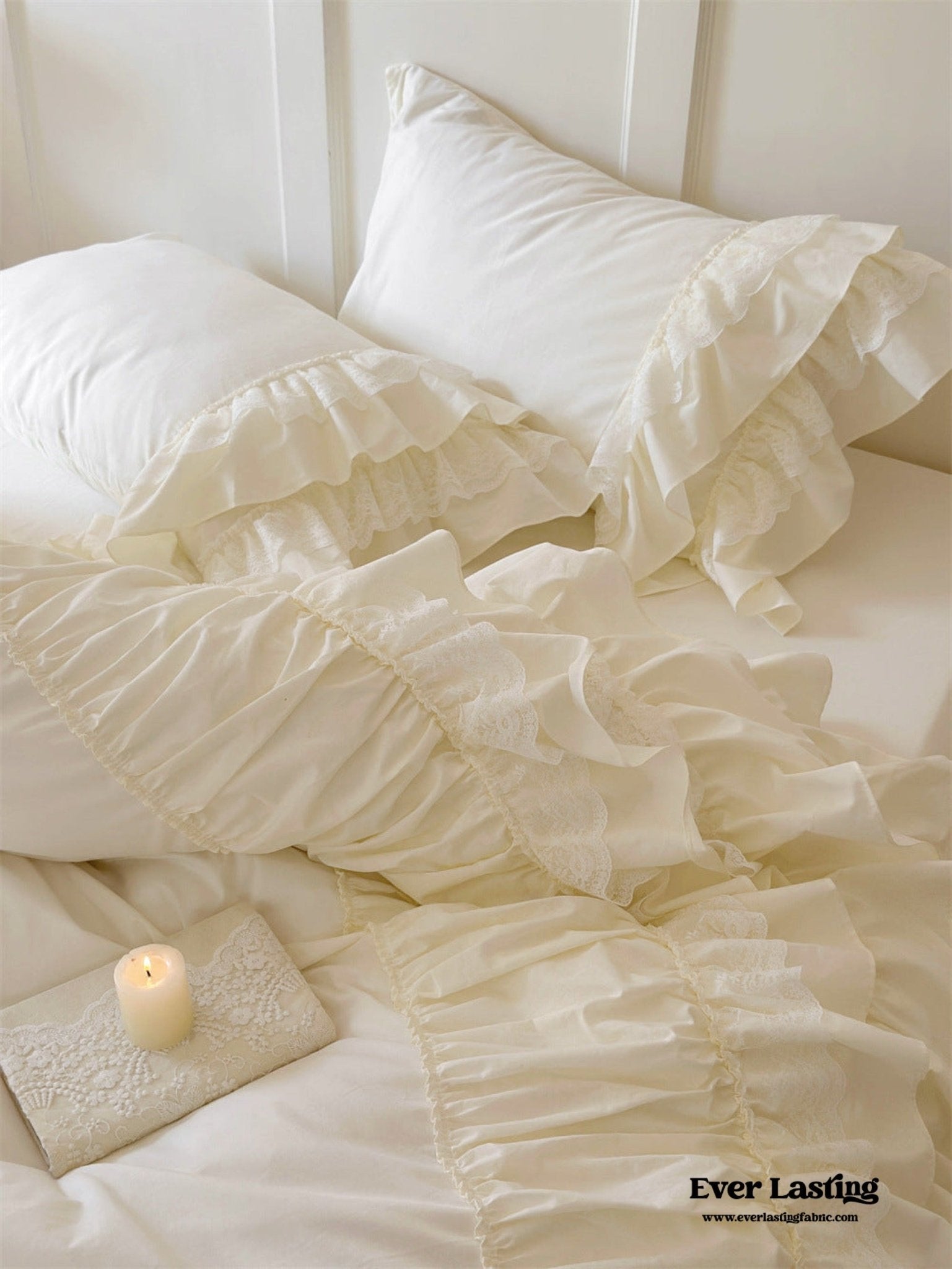 Princess Ruffle Lace Washed Cotton Bedding Bundle - Ever Lasting