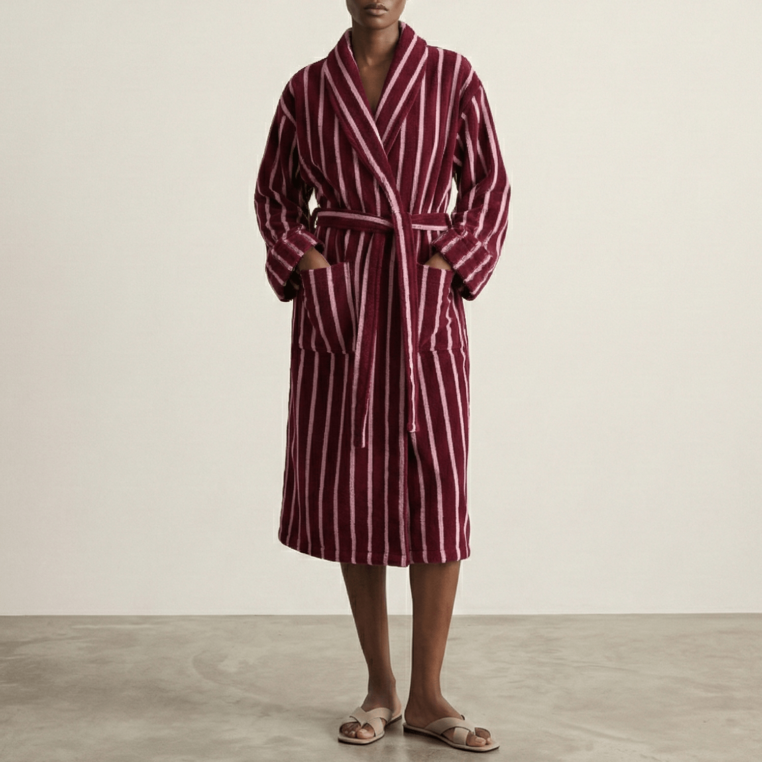 - Ever Lasting - Quiet Evening Striped Robe Set / Green - Robes - Ever Lasting