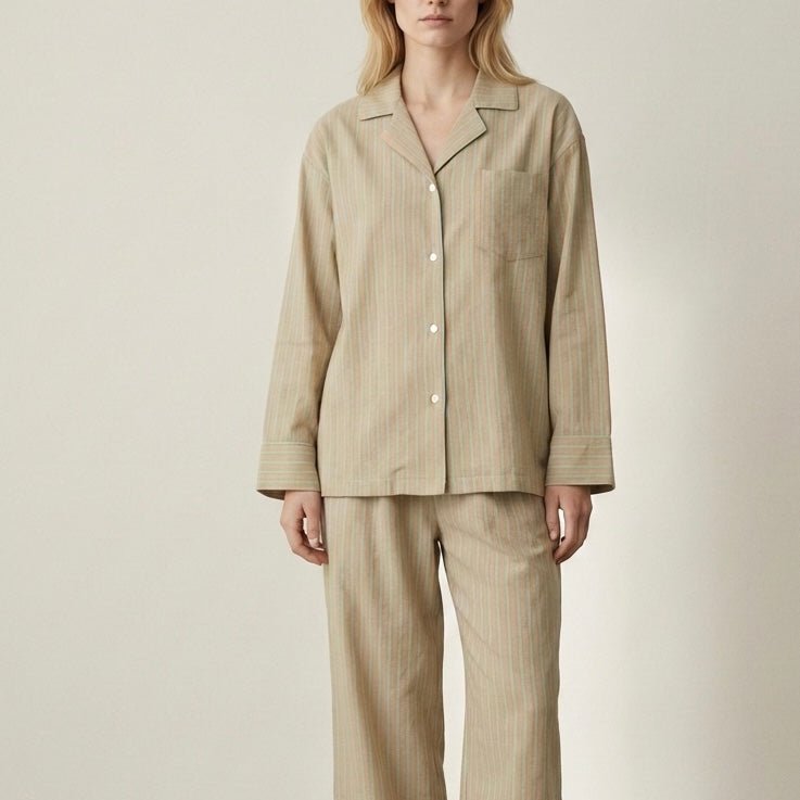 - Ever Lasting - Reese Long - Sleeve Striped Pajama Set / Purple - Pajamas - Ever Lasting