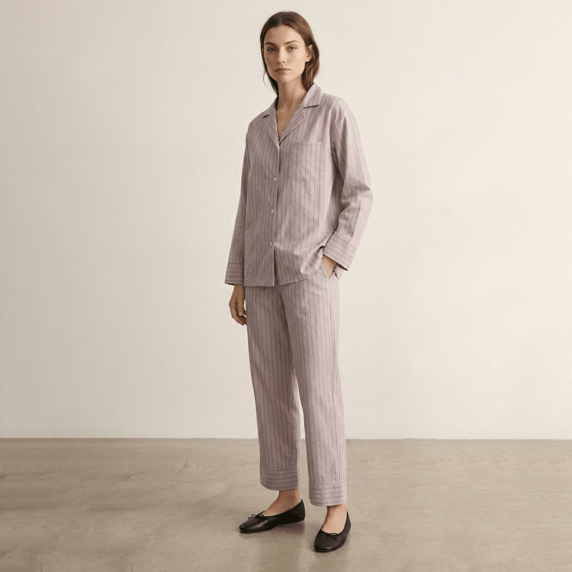 - Ever Lasting - Reese Long - Sleeve Striped Pajama Set / Purple - Pajamas - Ever Lasting