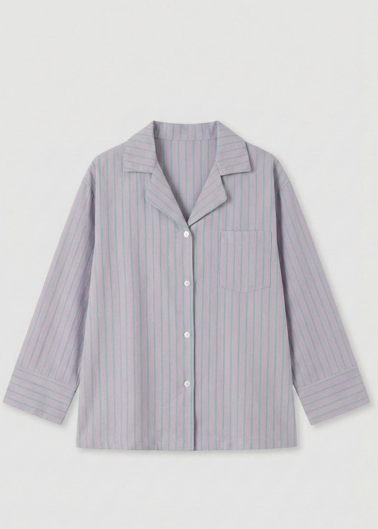 - Ever Lasting - Reese Long - Sleeve Striped Pajama Set / Purple - Pajamas - Ever Lasting