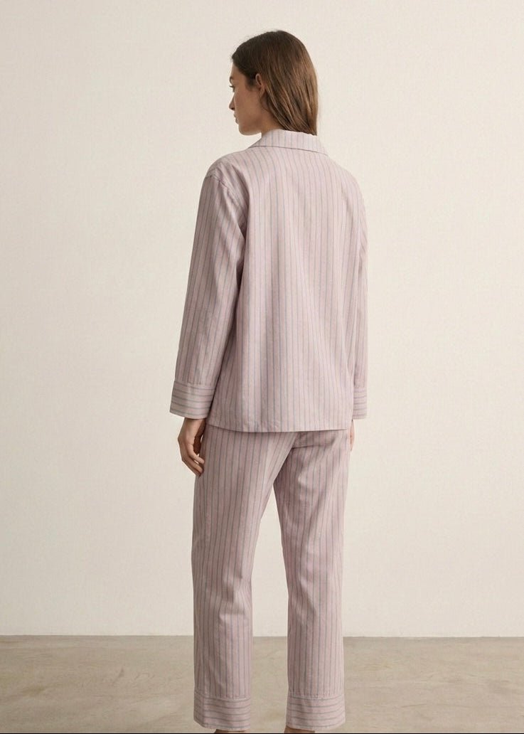 - Ever Lasting - Reese Long - Sleeve Striped Pajama Set / Purple - Pajamas - Ever Lasting