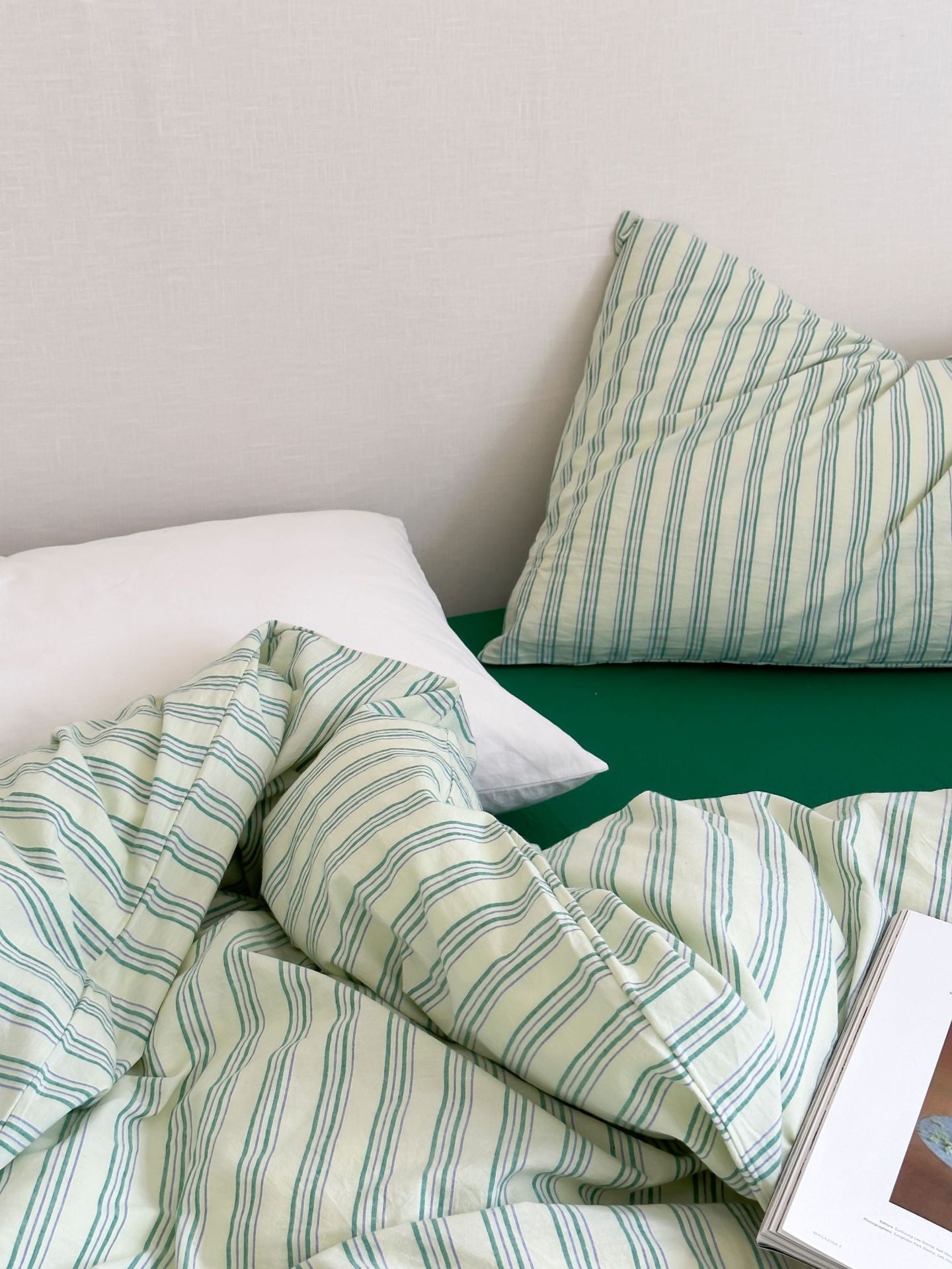- Ever Lasting - Refreshing Stripe Bedding Set / Forest Green - Bedding Set - Ever Lasting