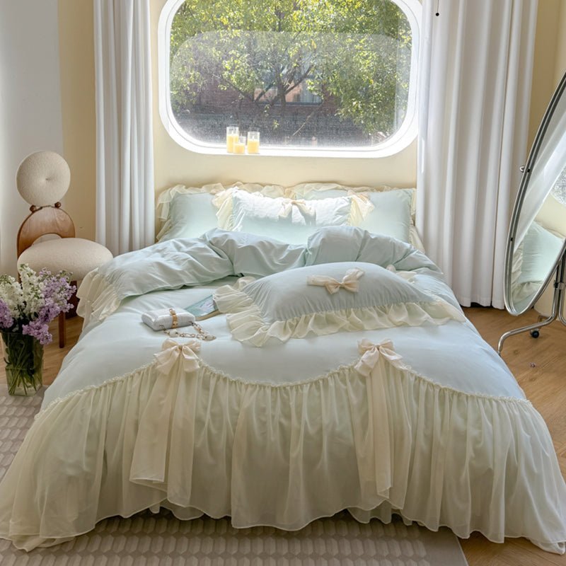- Ever Lasting - Ribbon Bow Airy Lace Bedding Set / Baby Pink - Bedding Set - Ever Lasting