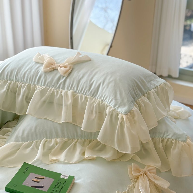 - Ever Lasting - Ribbon Bow Airy Lace Bedding Set / Baby Pink - Bedding Set - Ever Lasting