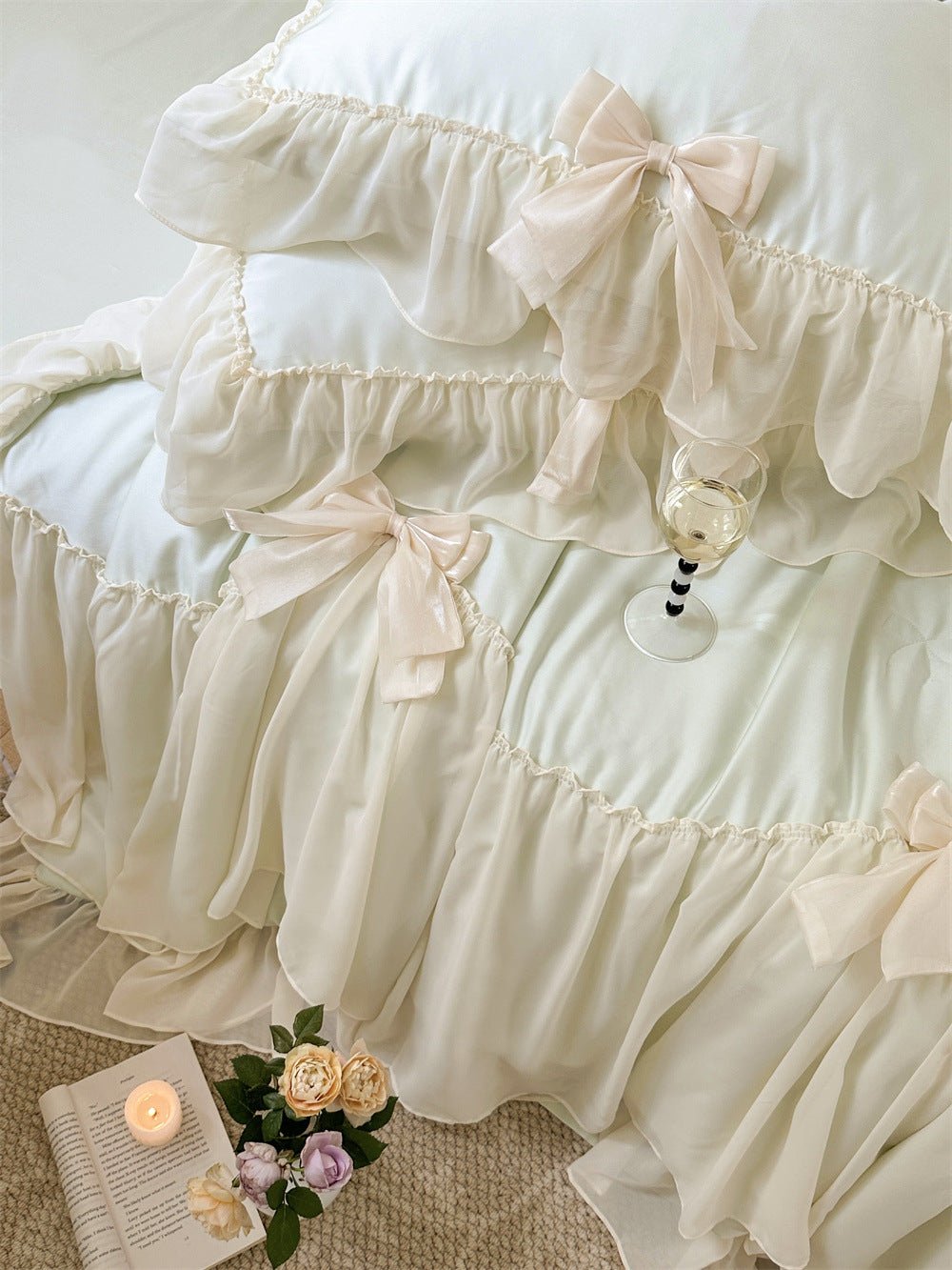 - Ever Lasting - Ribbon Bow Airy Lace Blanket Comforter Set / Baby Pink - Blankets - Ever Lasting