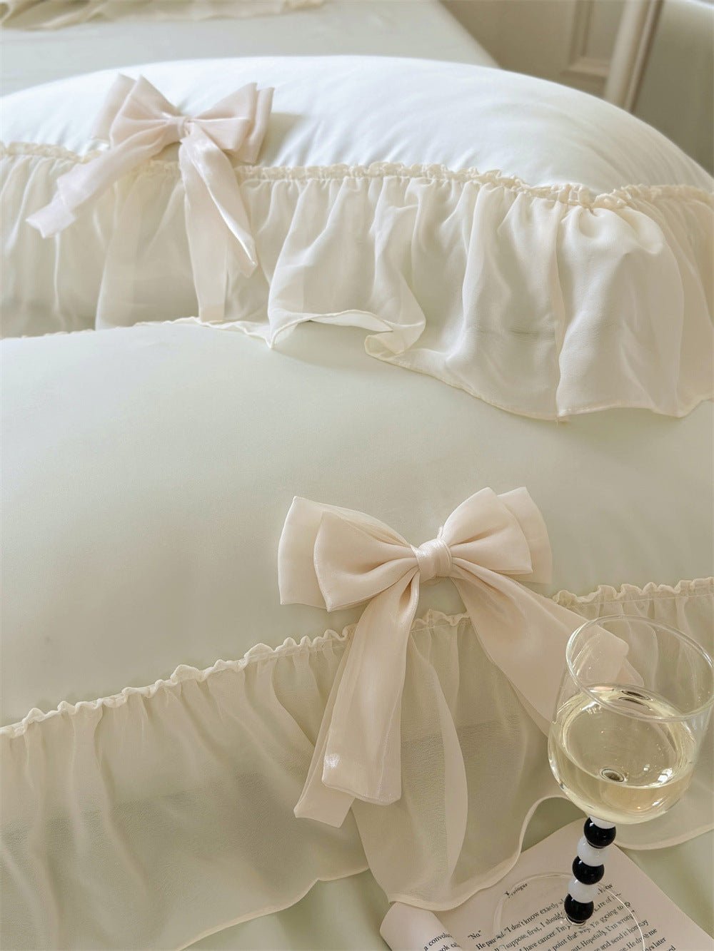 - Ever Lasting - Ribbon Bow Airy Lace Blanket Comforter Set / Baby Pink - Blankets - Ever Lasting