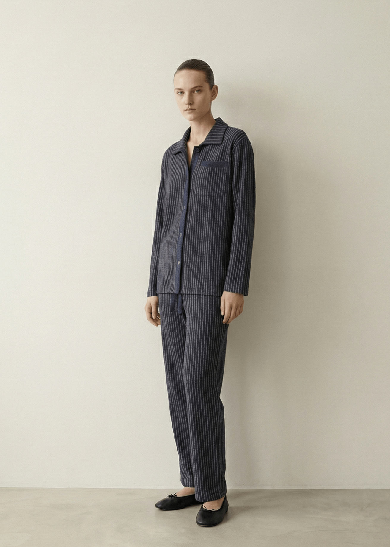 - Ever Lasting - Ridge Stripe Winter Lounge Set / Light Ivory Beige - Pajamas - Ever Lasting