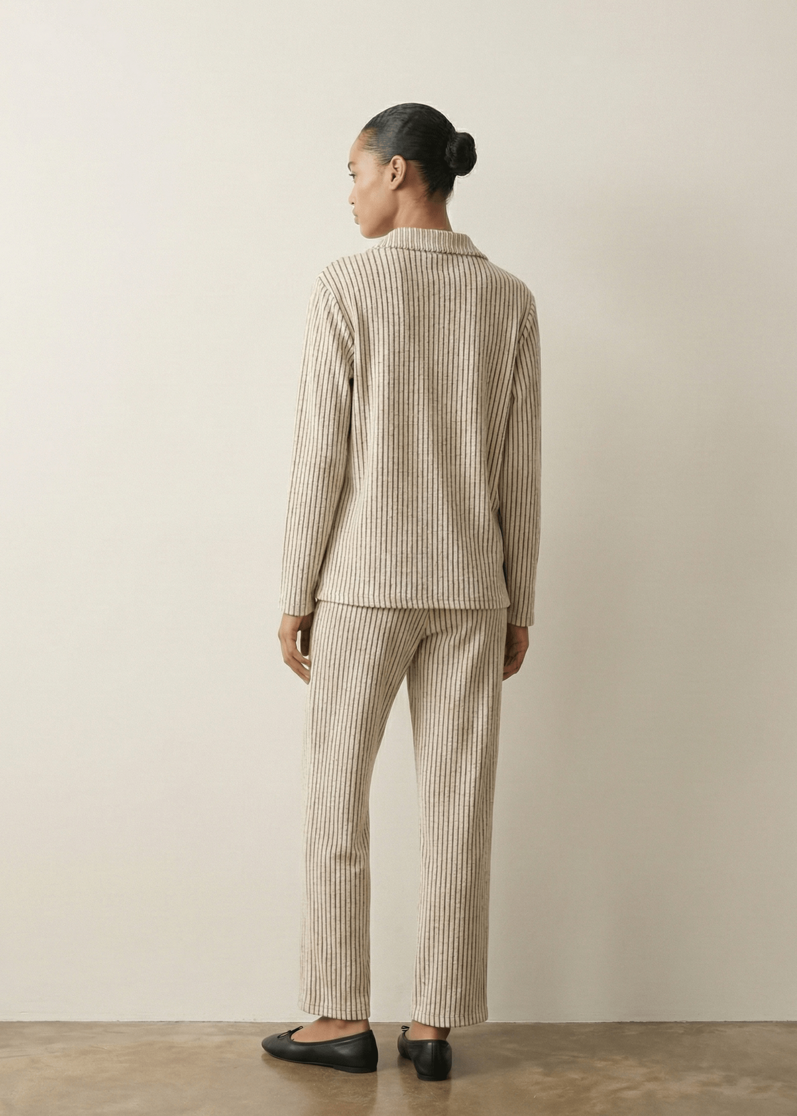 - Ever Lasting - Ridge Stripe Winter Lounge Set / Light Ivory Beige - Pajamas - Ever Lasting