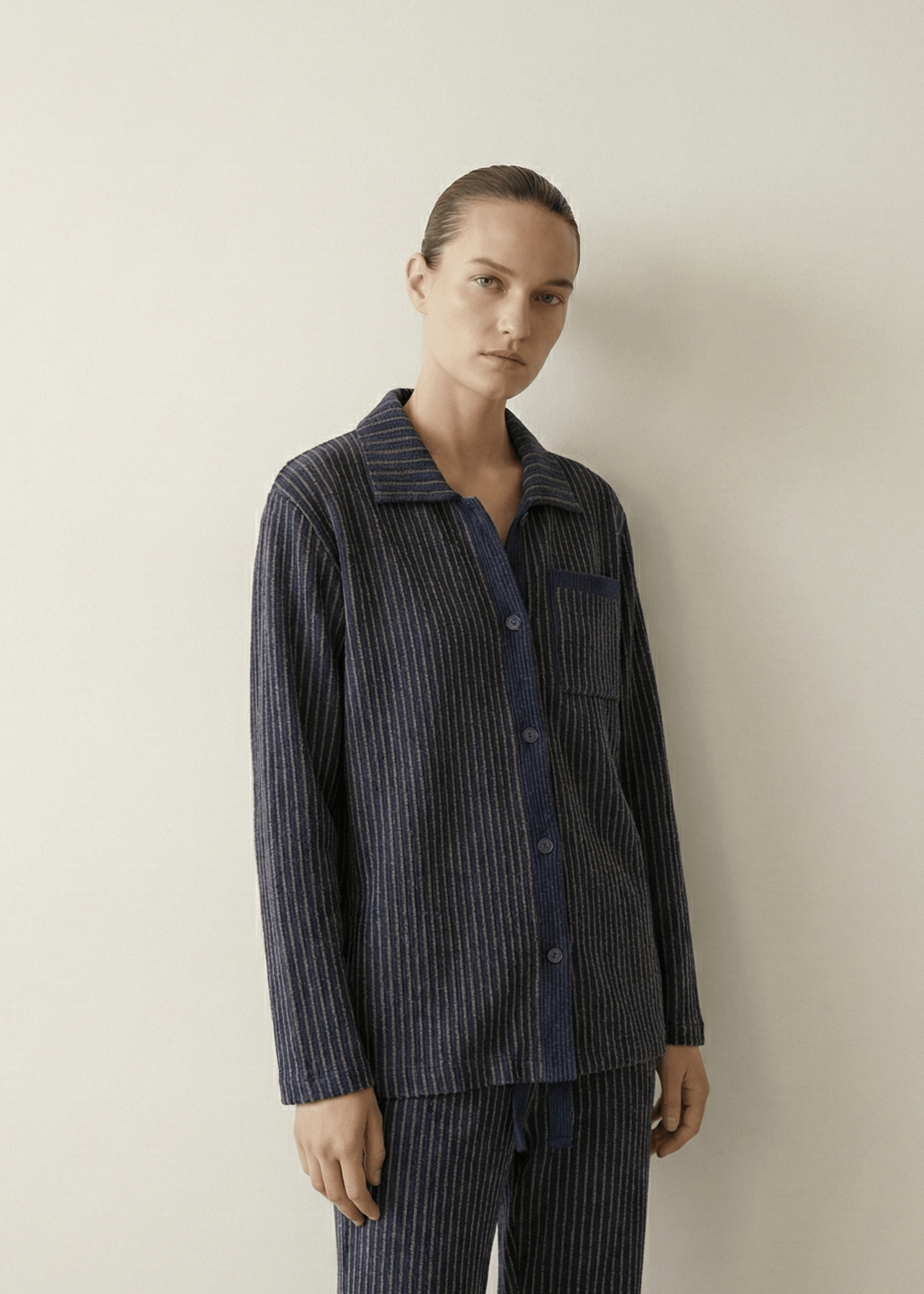 - Ever Lasting - Ridge Stripe Winter Lounge Set / Light Ivory Beige - Pajamas - Ever Lasting