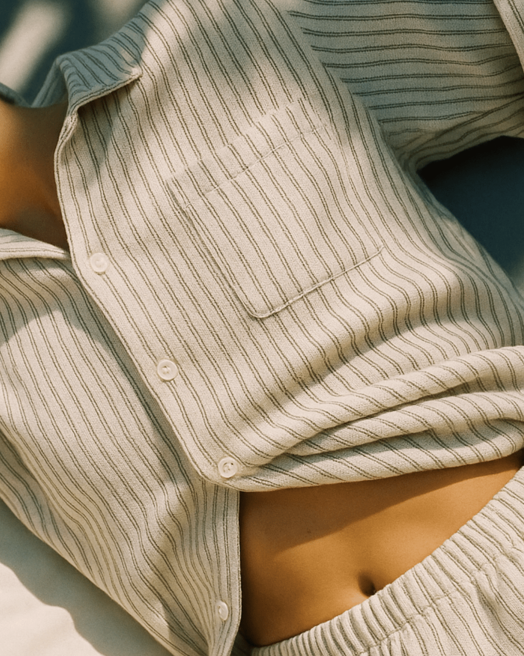 - Ever Lasting - Ridge Stripe Winter Lounge Set / Light Ivory Beige - Pajamas - Ever Lasting