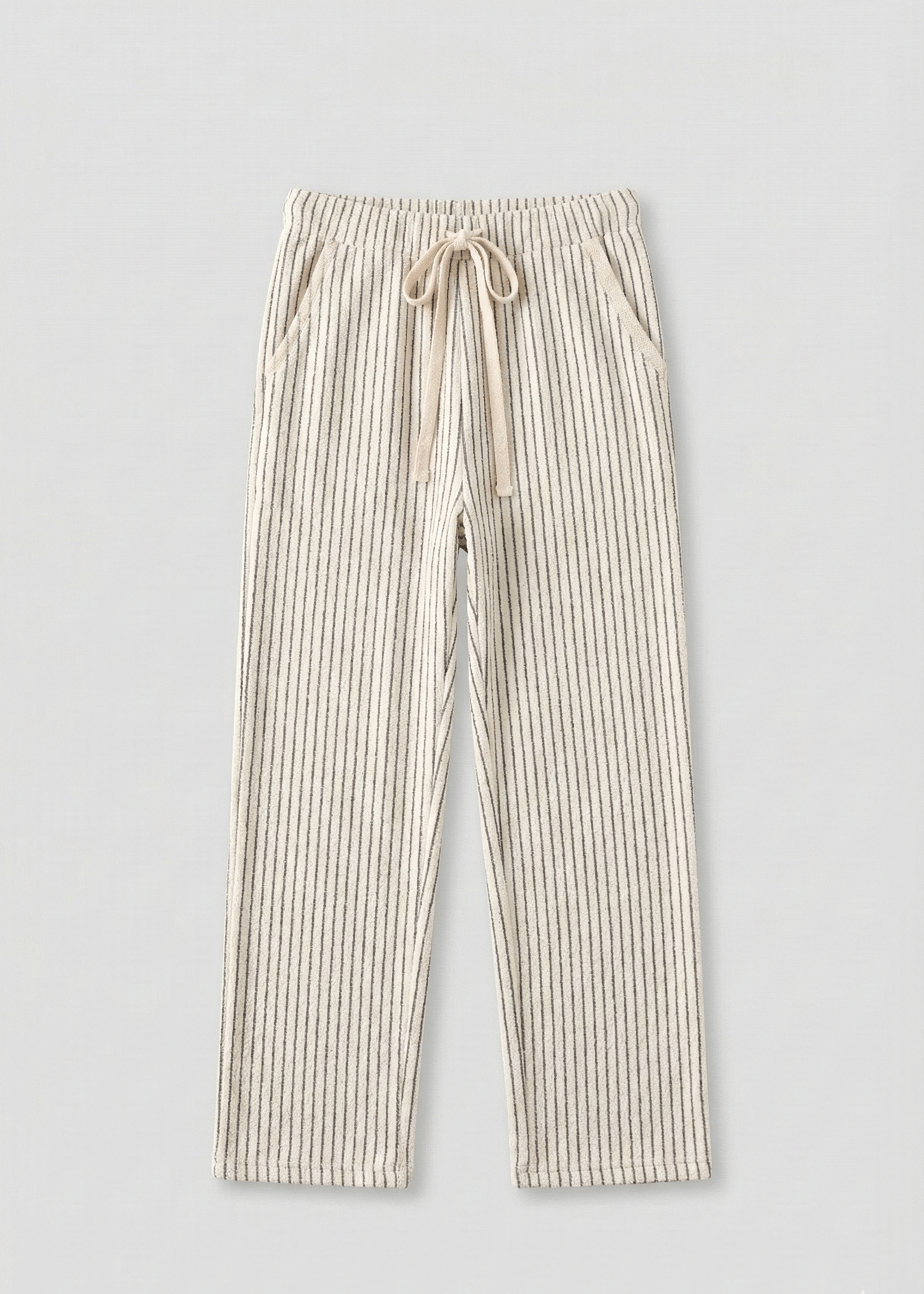 - Ever Lasting - Ridge Stripe Winter Lounge Set / Light Ivory Beige - Pajamas - Ever Lasting