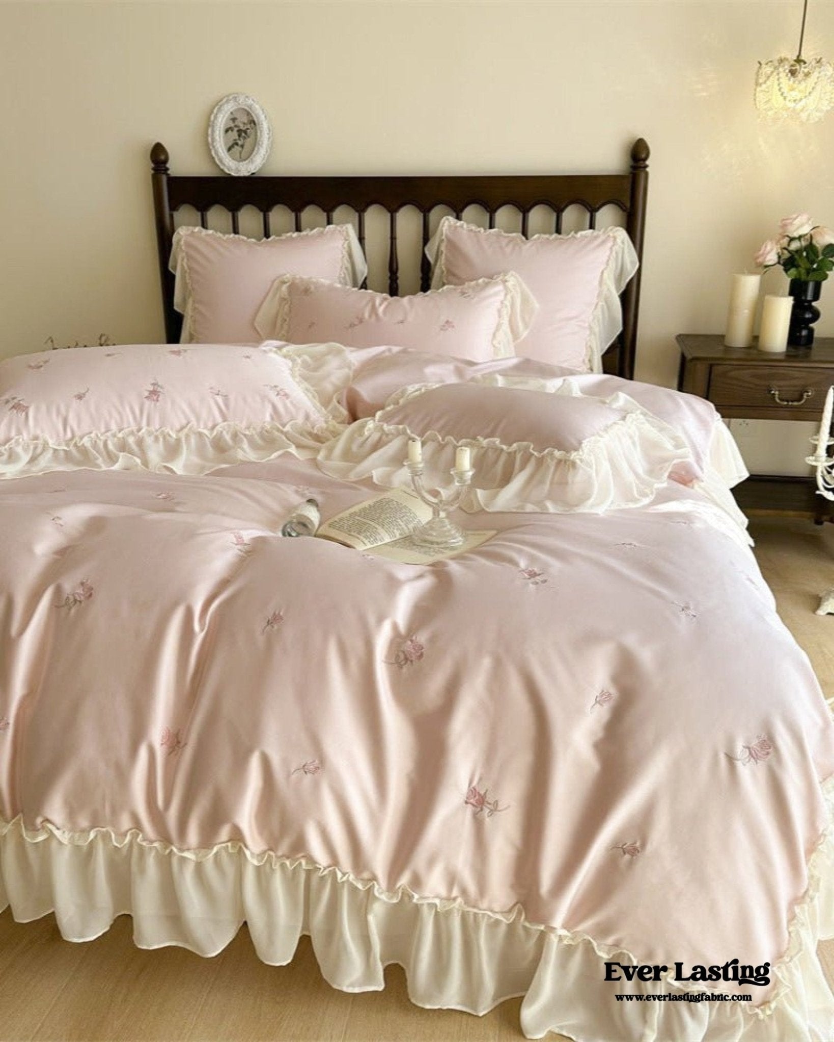 Rosalie Embroidered Cotton Ruffle Bedding Bundle - Ever Lasting