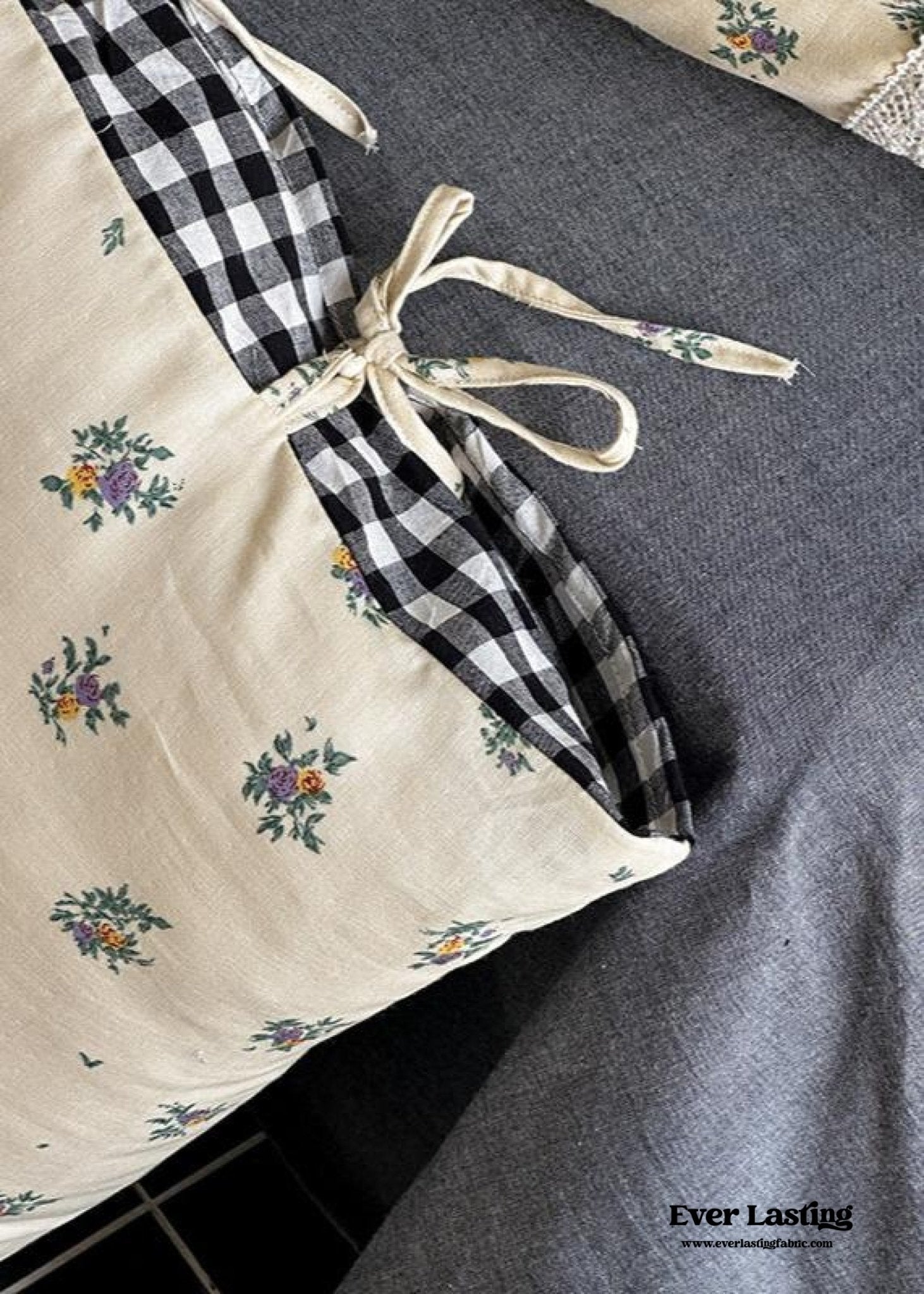 Rosalie Floral Lace Tie - Up Bedding Set / Khaki - Ever Lasting