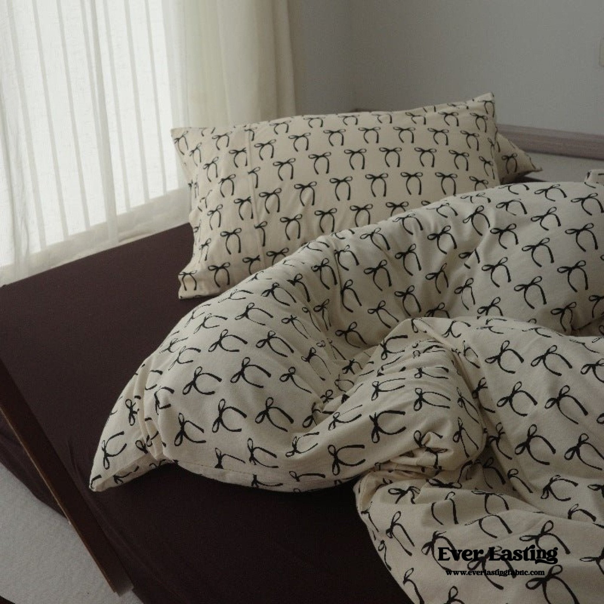 Rosemary Vintage Brown Bow Bedding Set - Ever Lasting