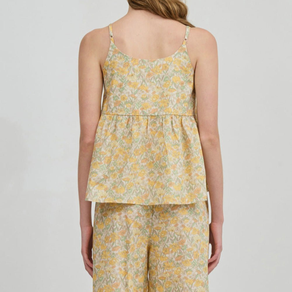 Rosie Cotton Floral Tank Pajama Set / Yellow - Ever Lasting