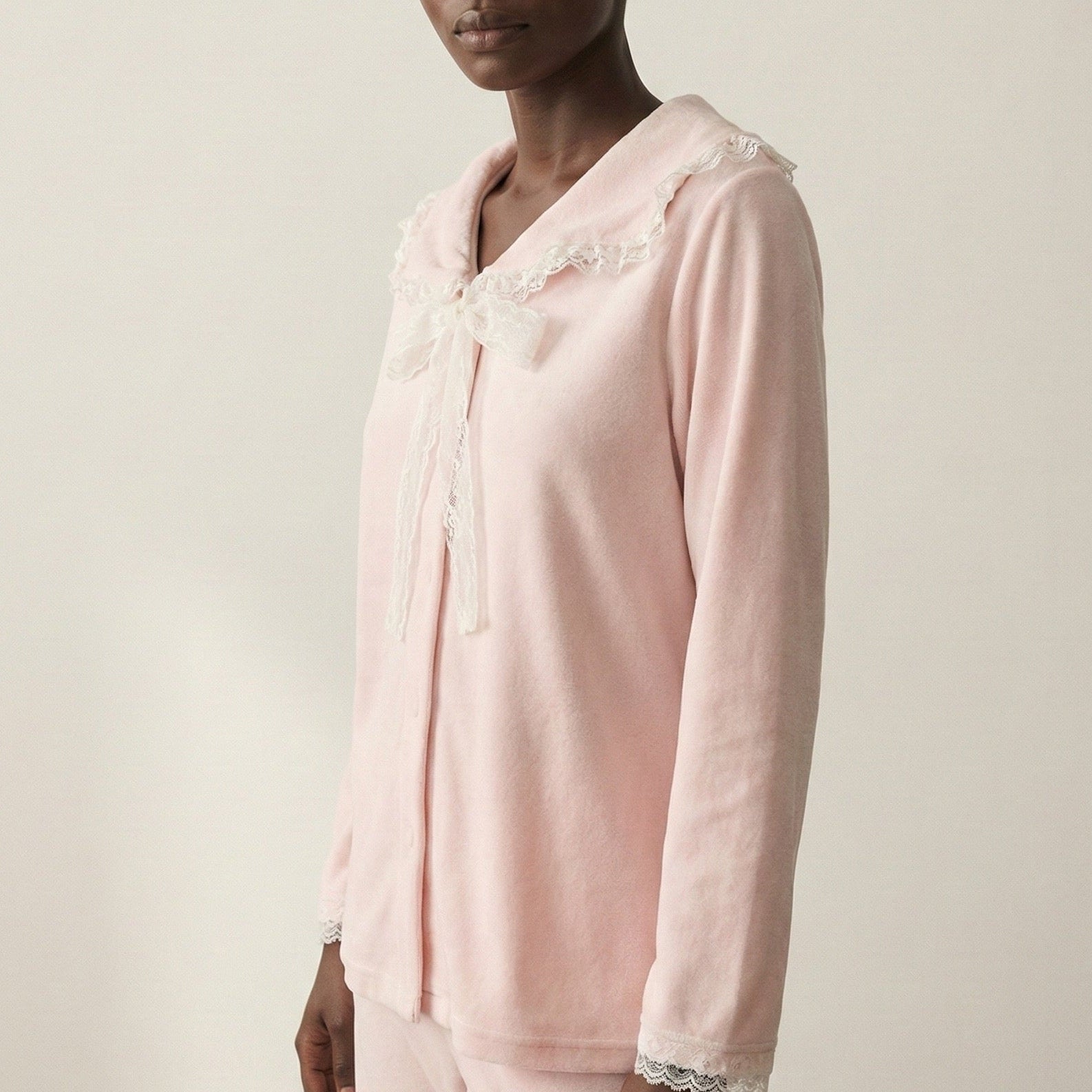 - Ever Lasting - Rosy Velvet Coquette Lace Pajama Set / Blue - Pajamas - Ever Lasting