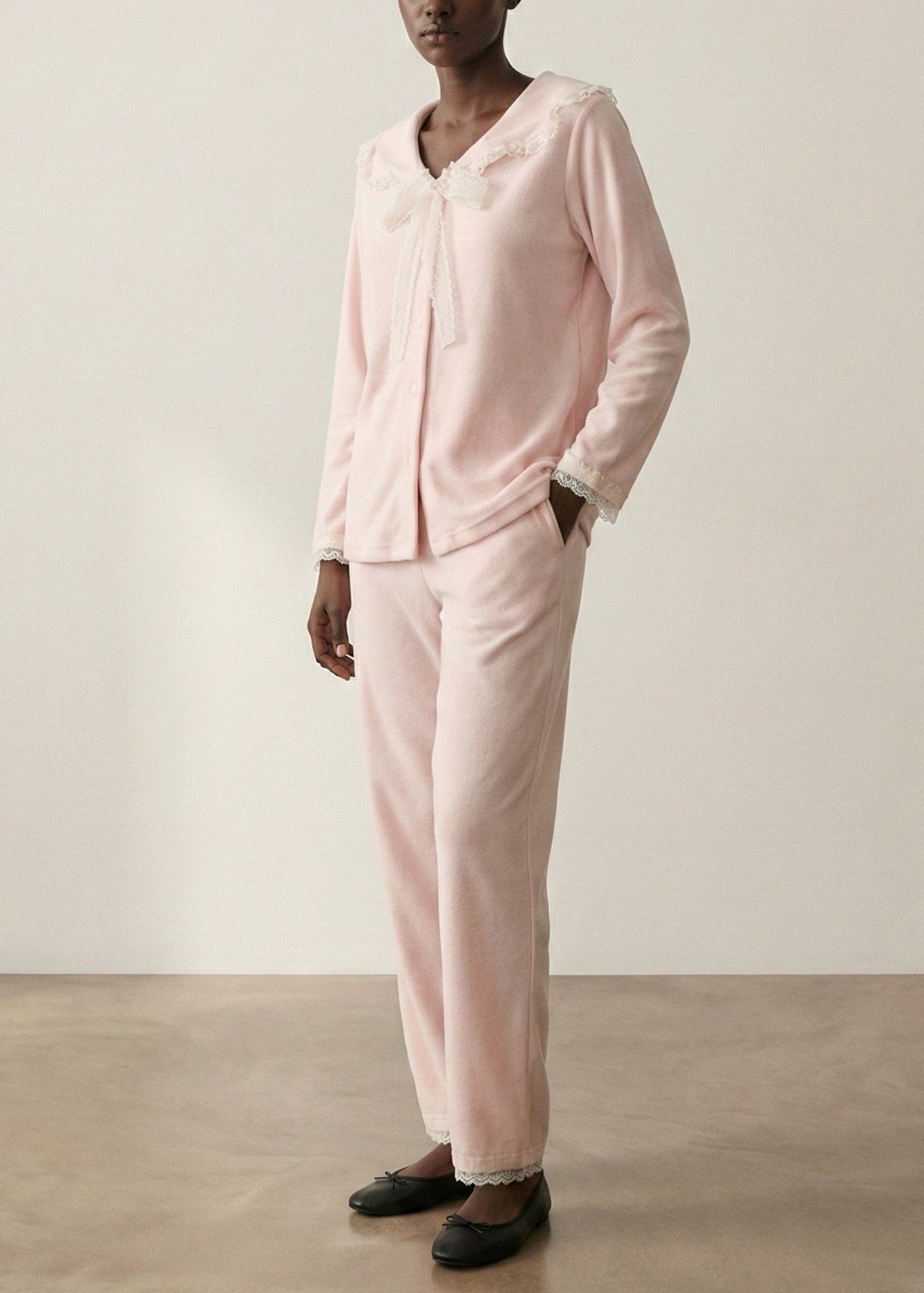 - Ever Lasting - Rosy Velvet Coquette Lace Pajama Set / Blue - Pajamas - Ever Lasting