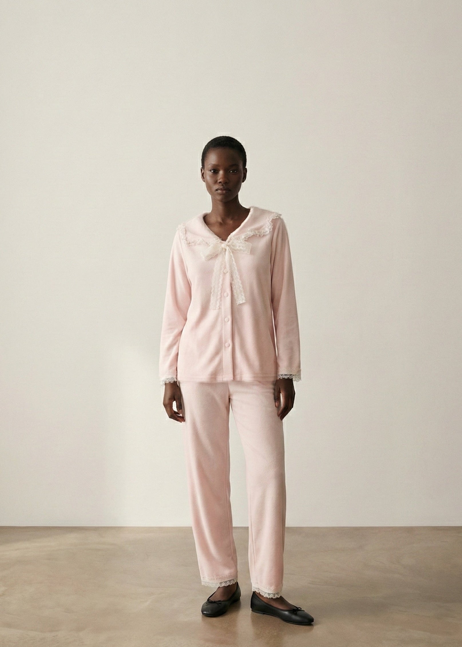 - Ever Lasting - Rosy Velvet Coquette Lace Pajama Set / Blue - Pajamas - Ever Lasting