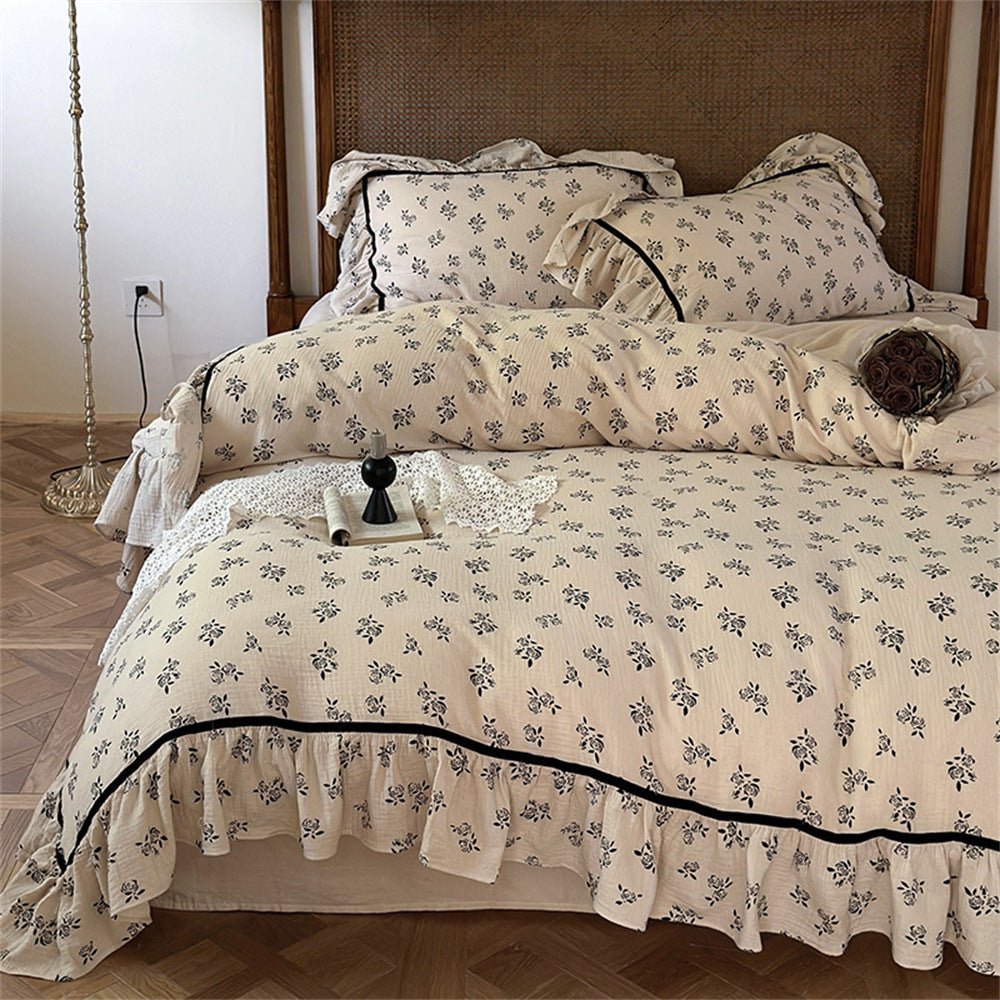 - Ever Lasting - Rosy Vintage Inspired Black Lace Floral Bedding Set - Bedding Set - Ever Lasting