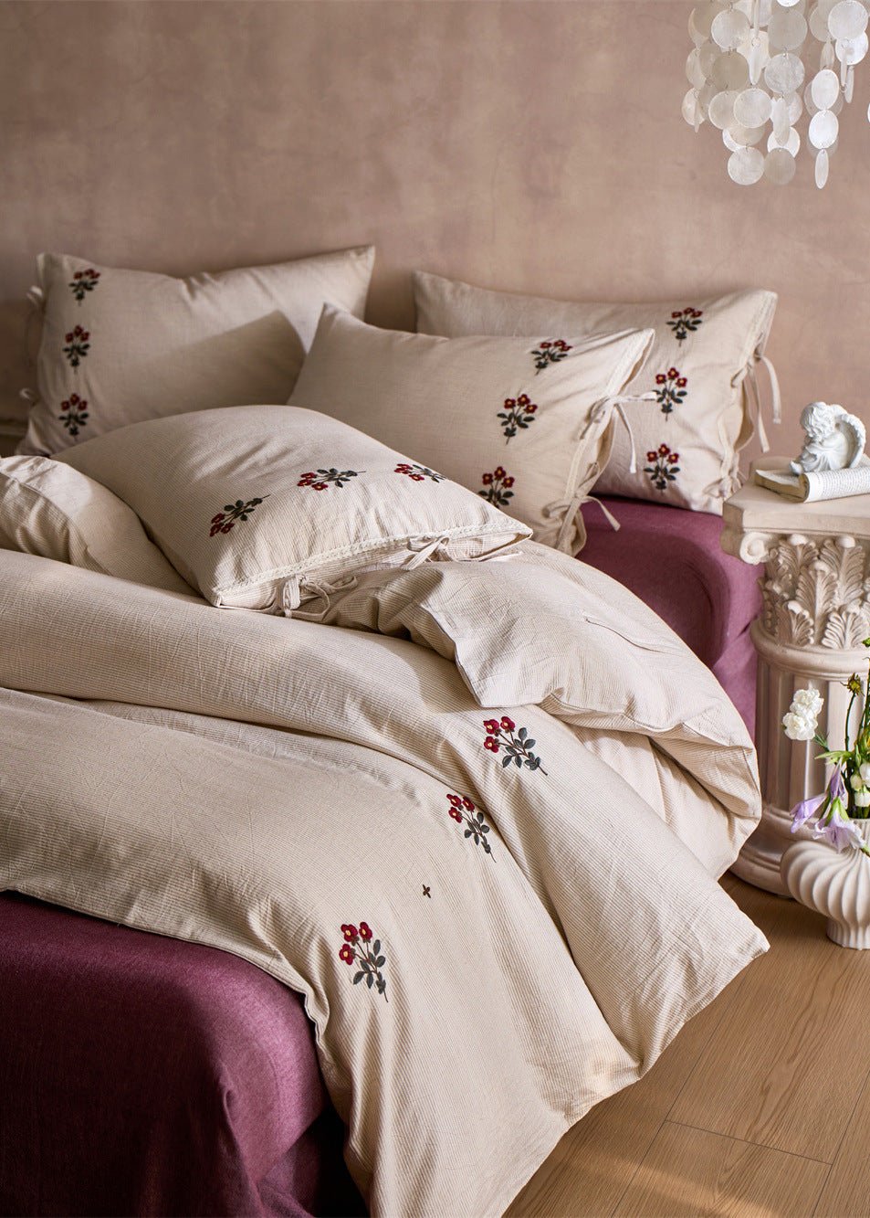 - Ever Lasting - Rowan Jacquard Striped Floral Bedding Bundle - Bedding Set - Ever Lasting