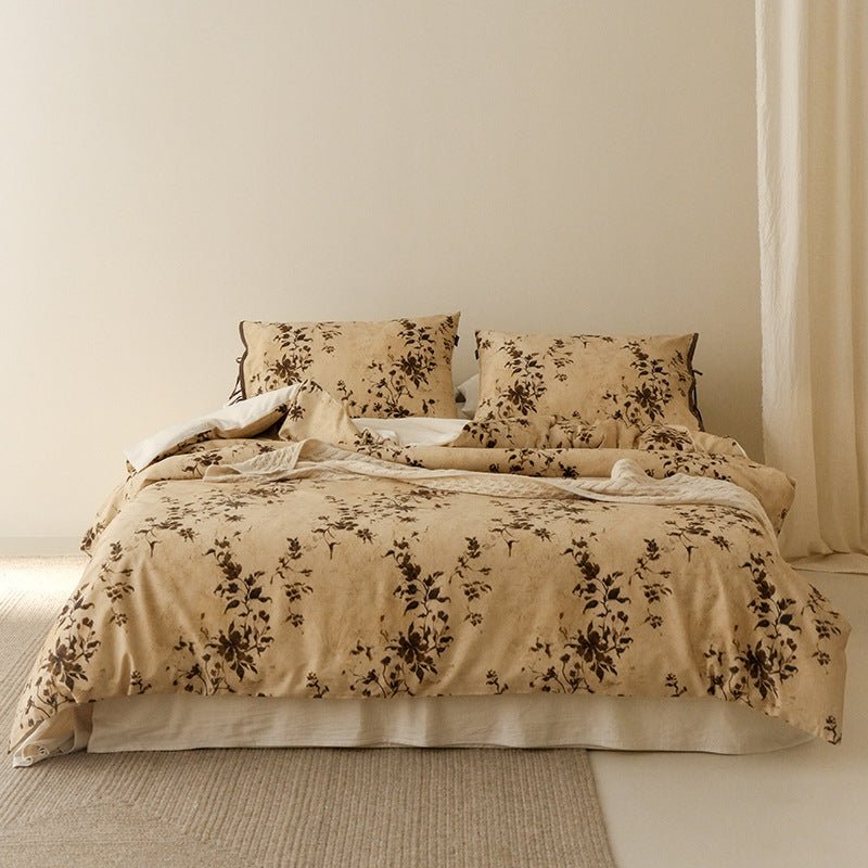 - Ever Lasting - Rowena Floral Bedding Set / Beige - Bedding Set - Ever Lasting