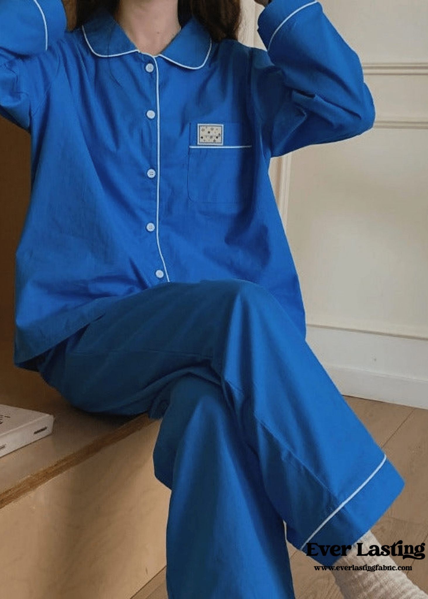 Royal Blue Long Sleeves and Pants Pajama Set - Ever Lasting