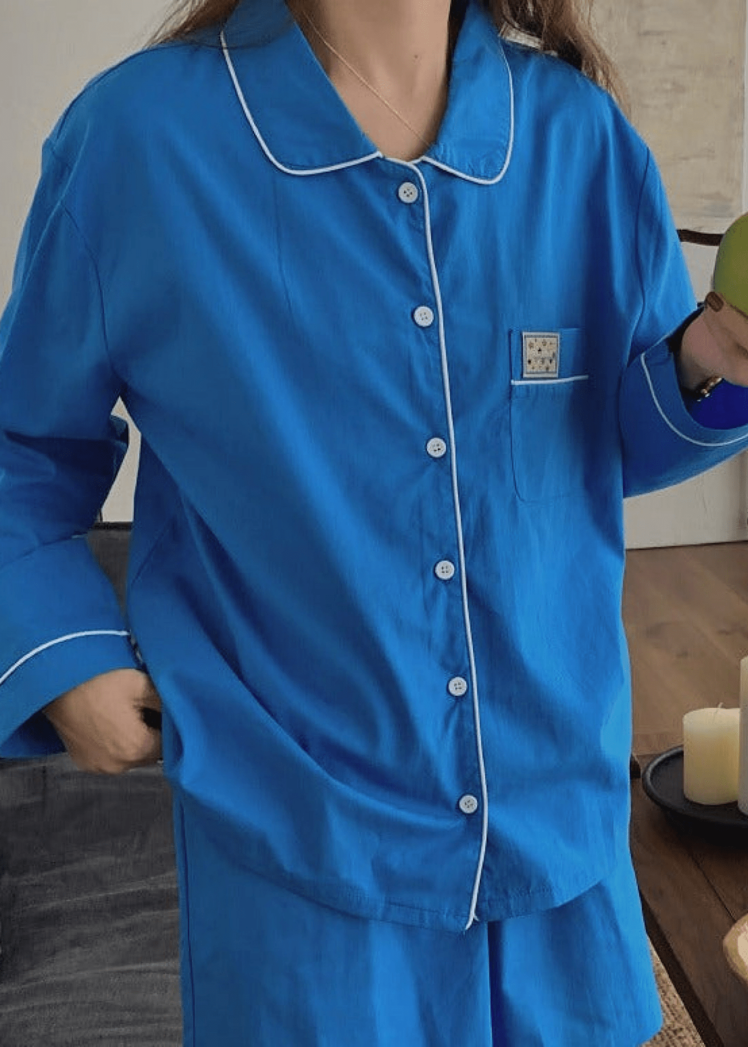 Royal Blue Long Sleeves and Shorts Pajama Set - Ever Lasting