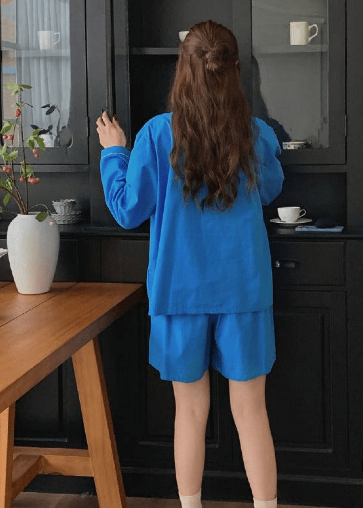 Royal Blue Long Sleeves and Shorts Pajama Set - Ever Lasting