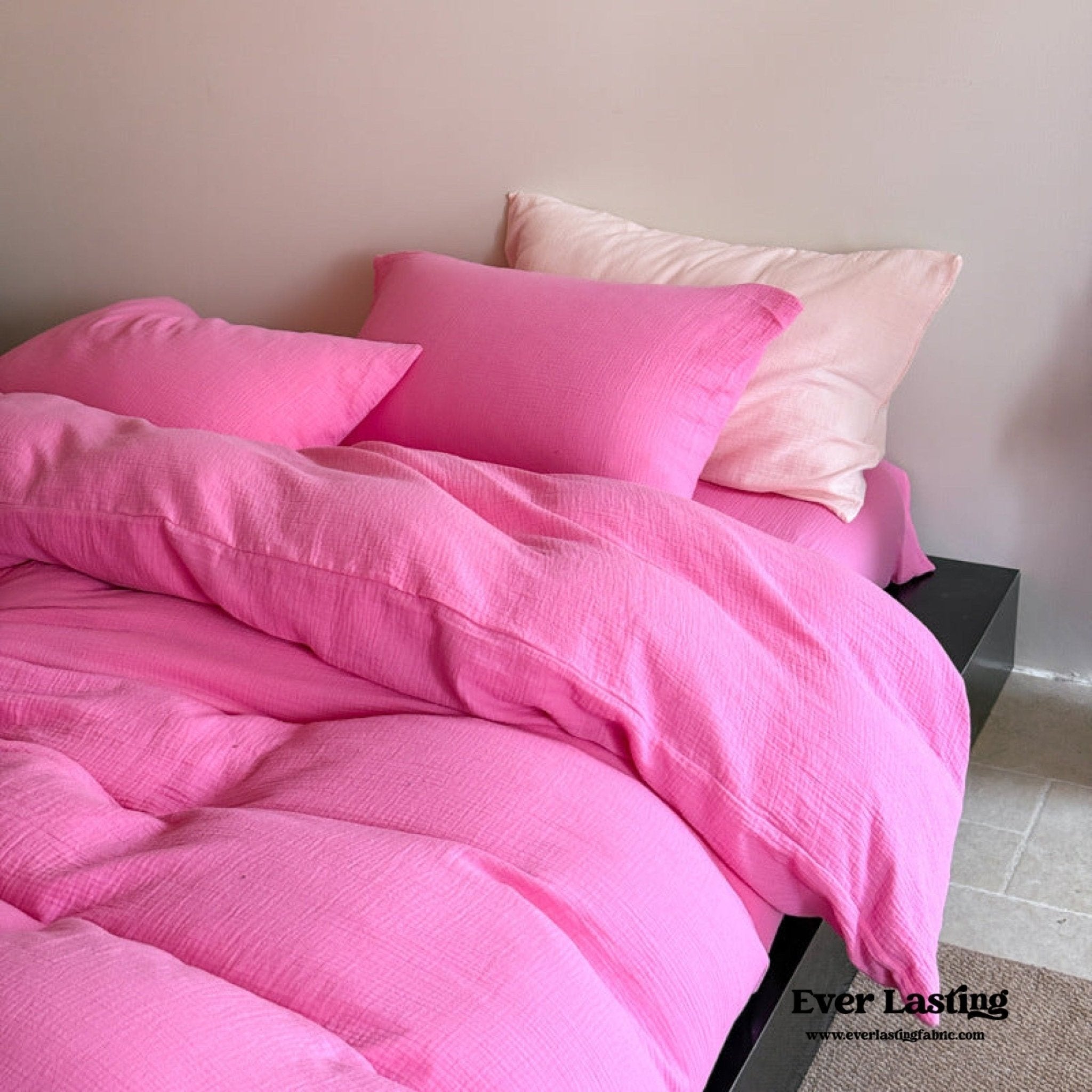 Ruby Double Gauze Pastel Bedding Set / Pink + Light Pink - Ever Lasting