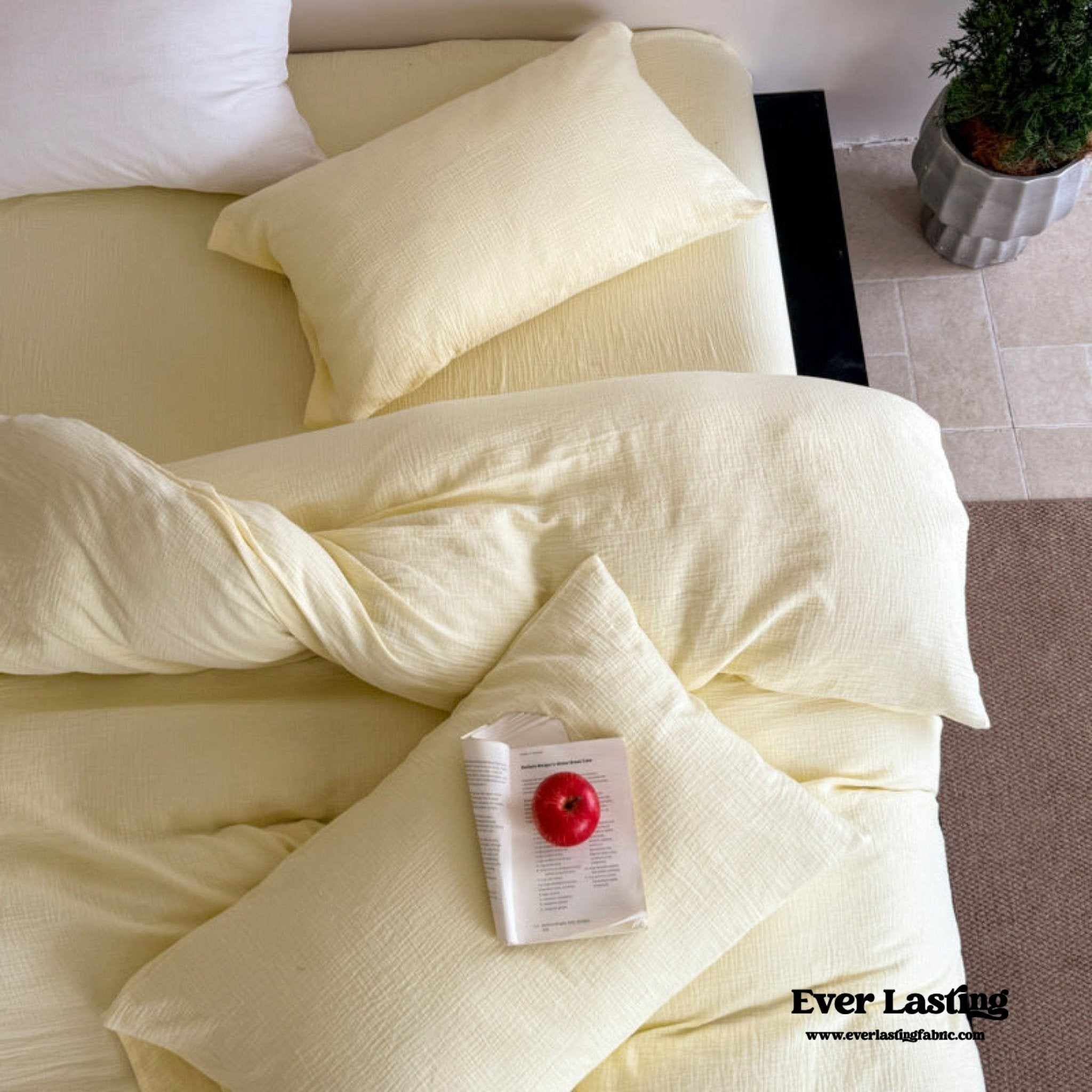 Ruby Double Gauze Pastel Bedding Set / Yellow + Pink - Ever Lasting