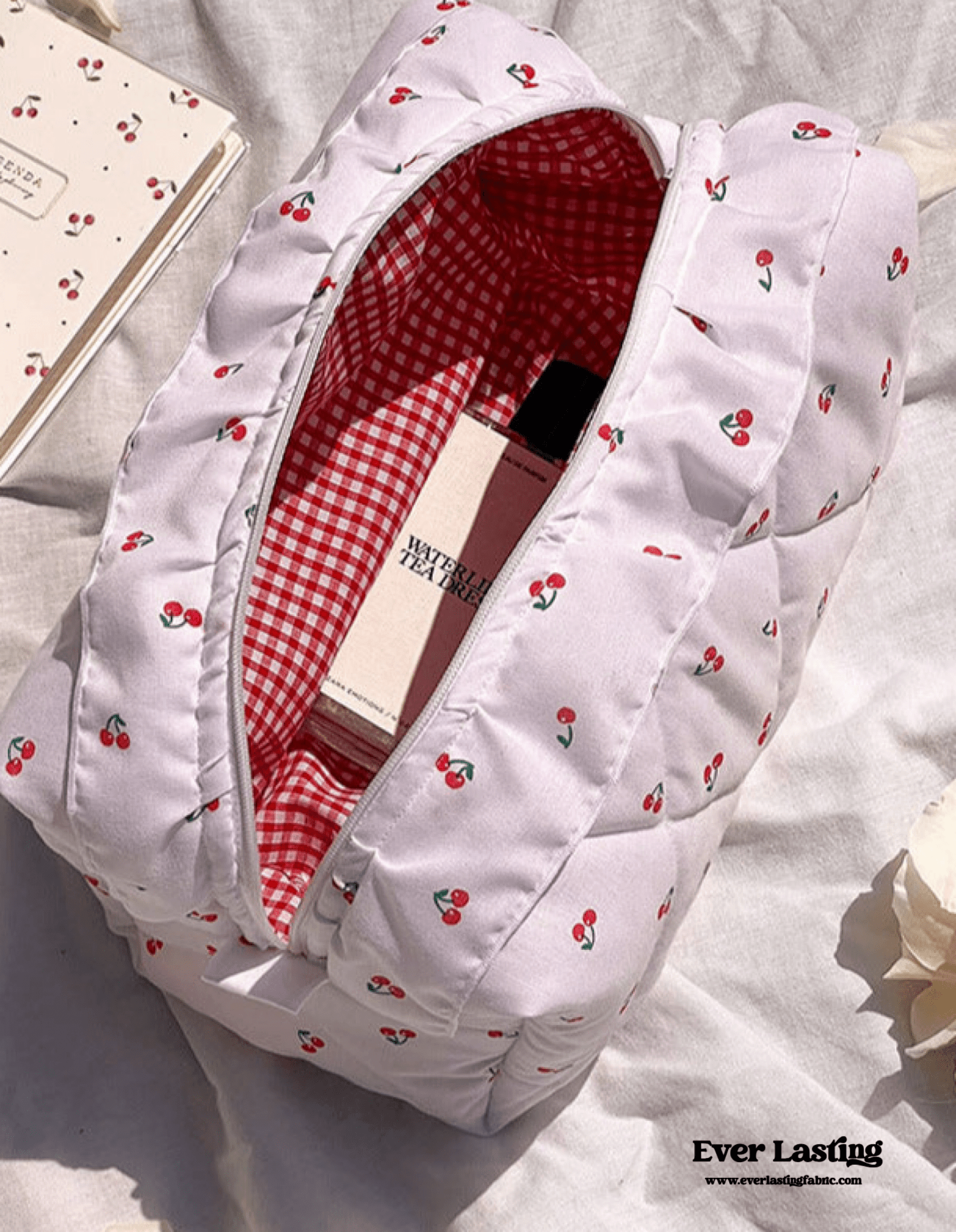 Ruffle Floral Cotton Makeup Bag - Ever Lasting