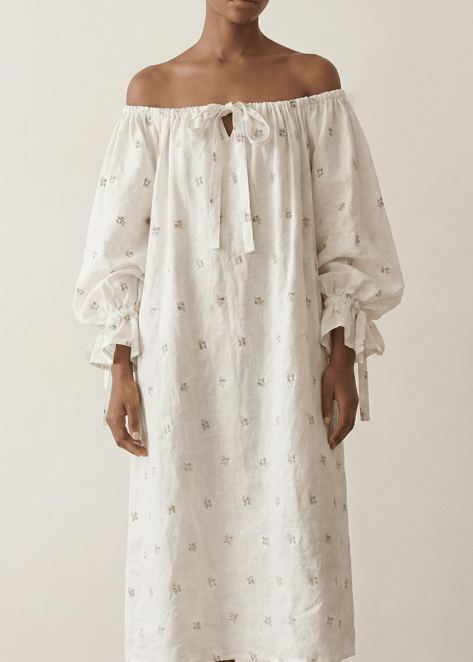- Ever Lasting - Rumi Floral Long - Sleeve Pajama Set / Beige - Pajamas - Ever Lasting