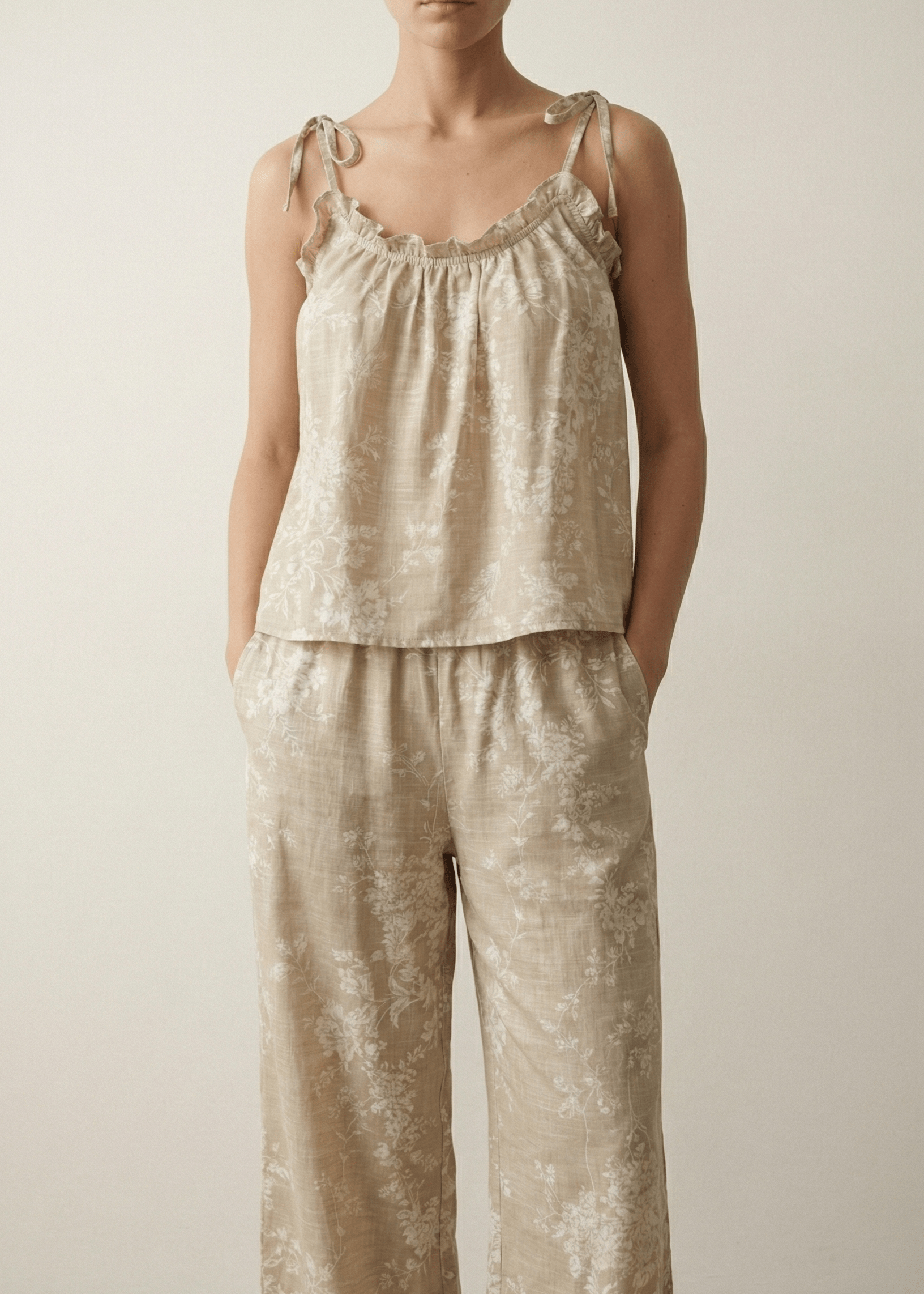 - Ever Lasting - Sabine Sleeveless & Long - Pant Floral Pajama Set / Blue - Pajamas - Ever Lasting