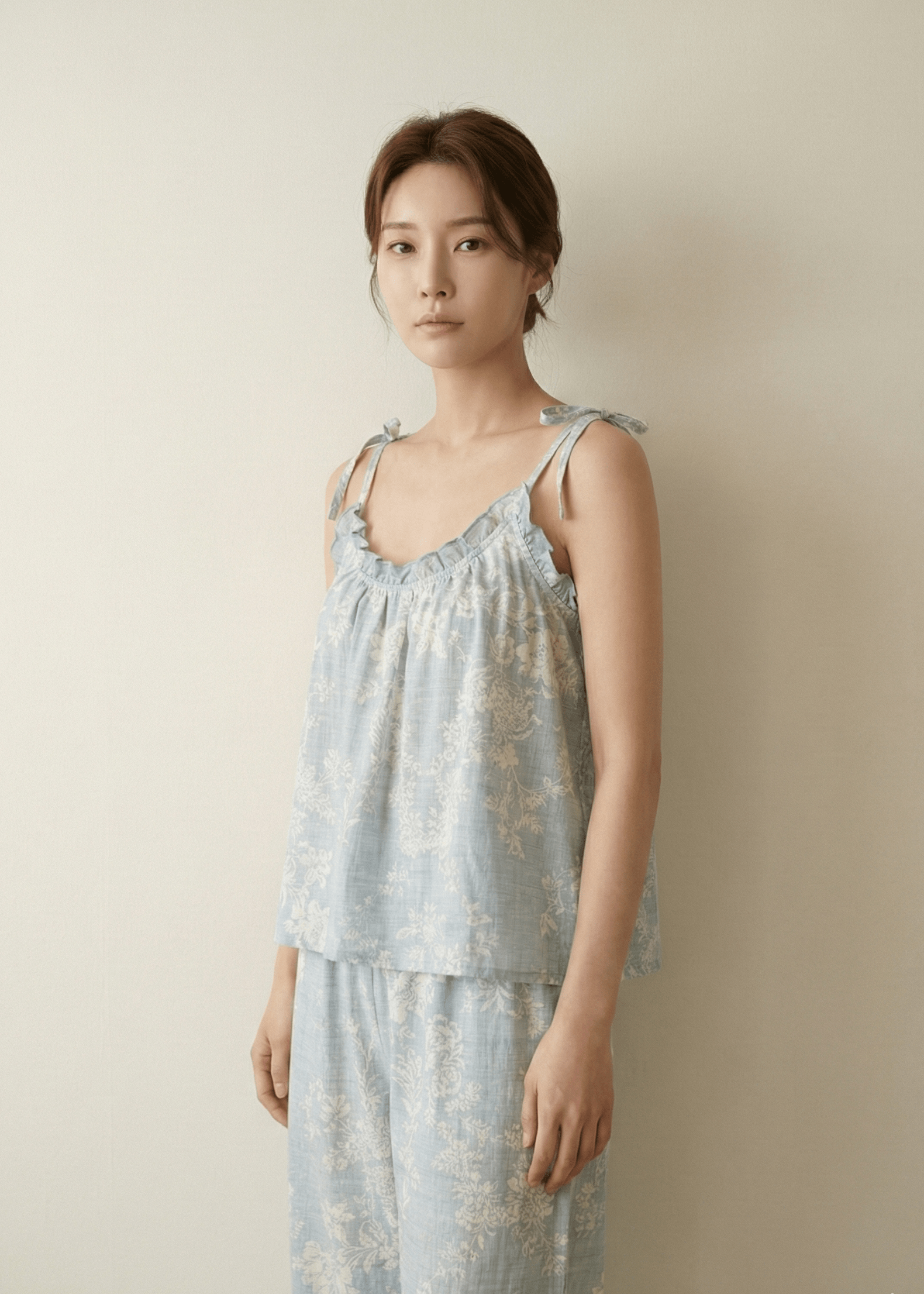 - Ever Lasting - Sabine Sleeveless & Long - Pant Floral Pajama Set / Blue - Pajamas - Ever Lasting