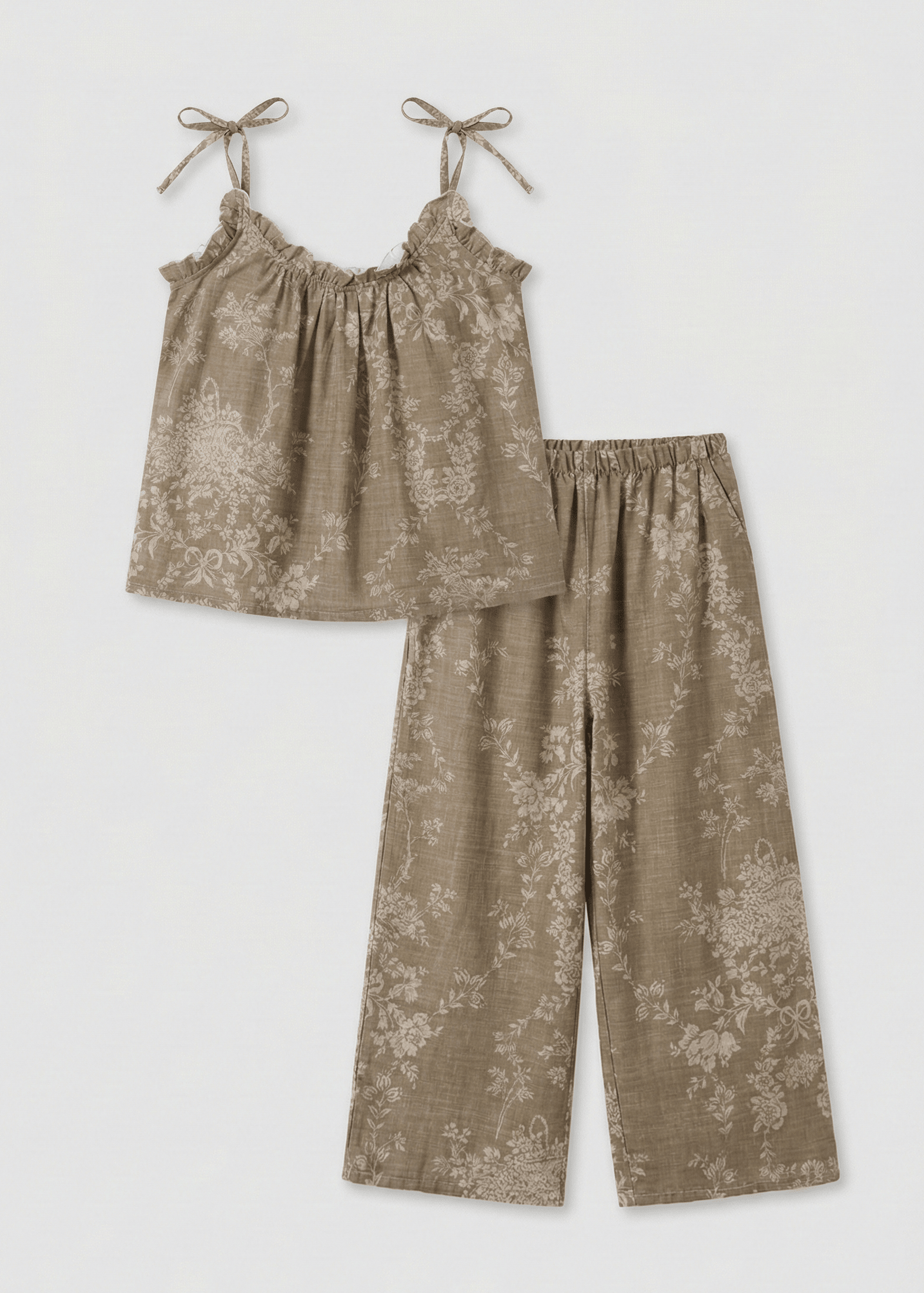 - Ever Lasting - Sabine Sleeveless & Long - Pant Floral Pajama Set / Blue - Pajamas - Ever Lasting