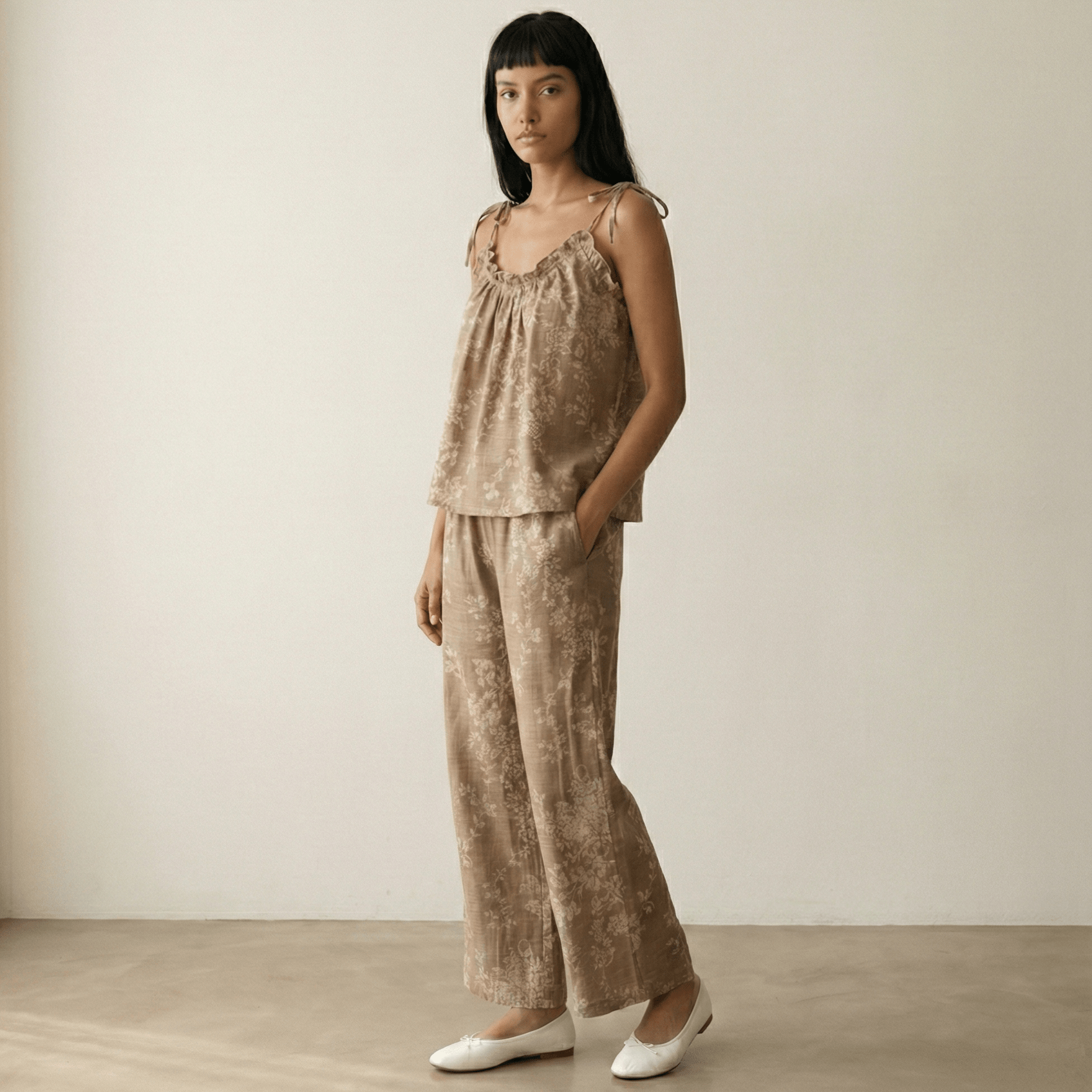 - Ever Lasting - Sabine Sleeveless & Long - Pant Floral Pajama Set / Blue - Pajamas - Ever Lasting