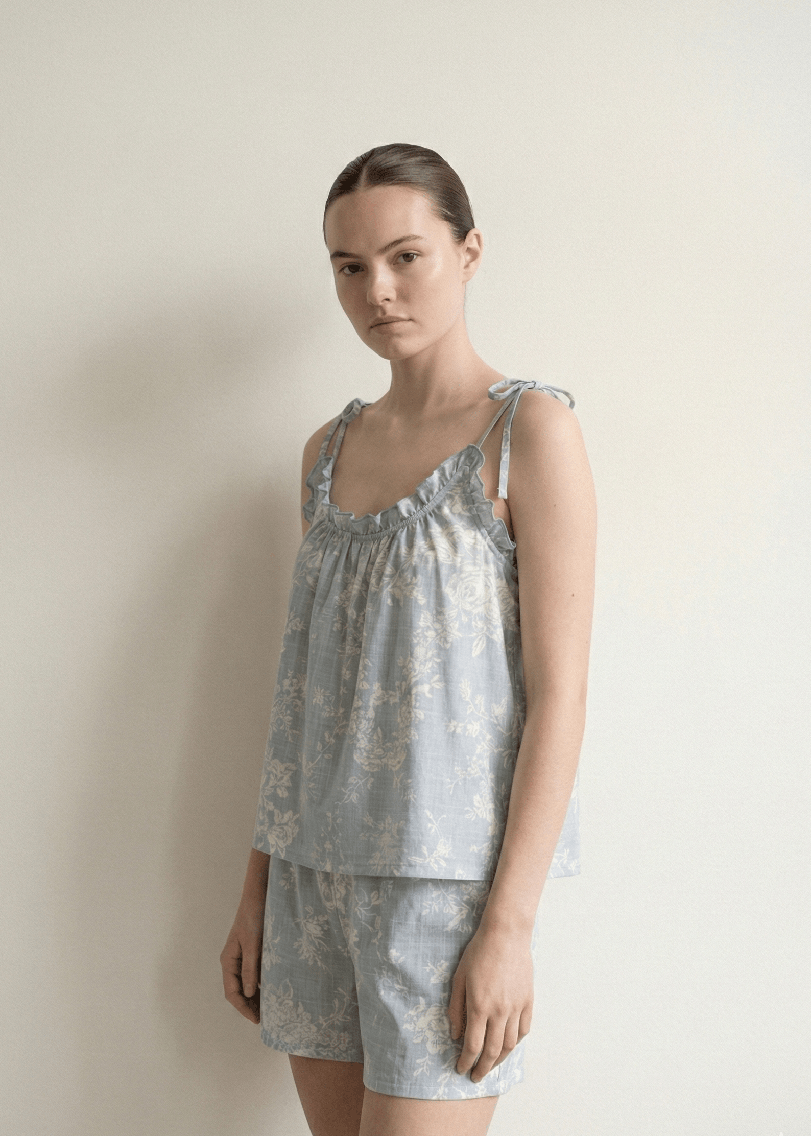 - Ever Lasting - Sabine Sleeveless & Shorts Floral Pajama Set / Brown - Pajamas - Ever Lasting