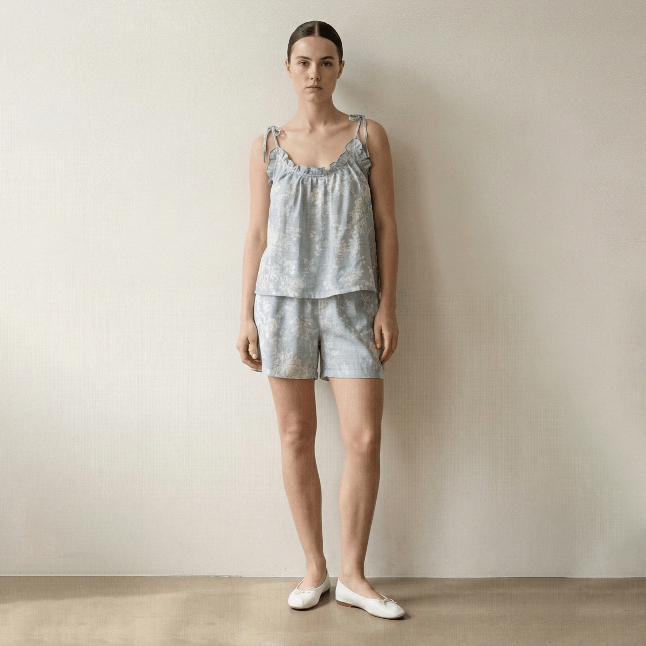 - Ever Lasting - Sabine Sleeveless & Shorts Floral Pajama Set / Brown - Pajamas - Ever Lasting