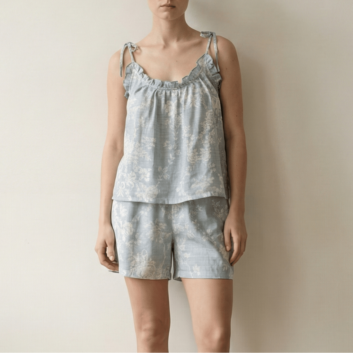 - Ever Lasting - Sabine Sleeveless & Shorts Floral Pajama Set / Brown - Pajamas - Ever Lasting