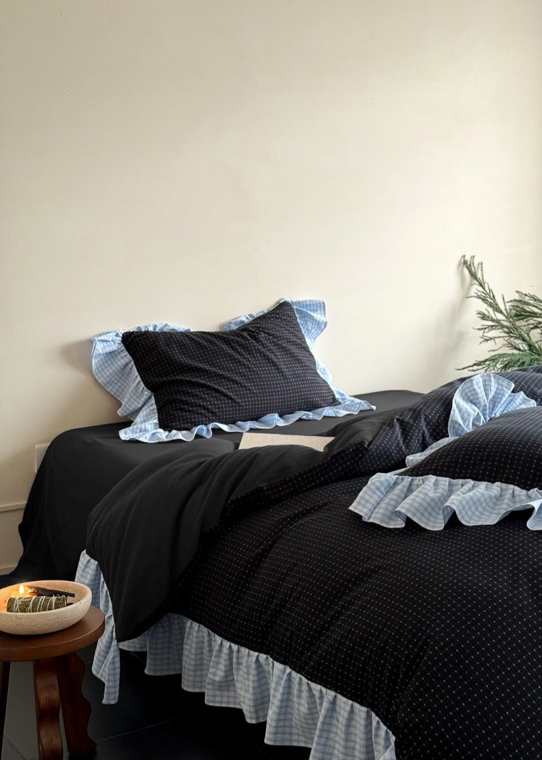 Sadie Gingham Lace Ruffle Bedding Set / Green - Ever Lasting