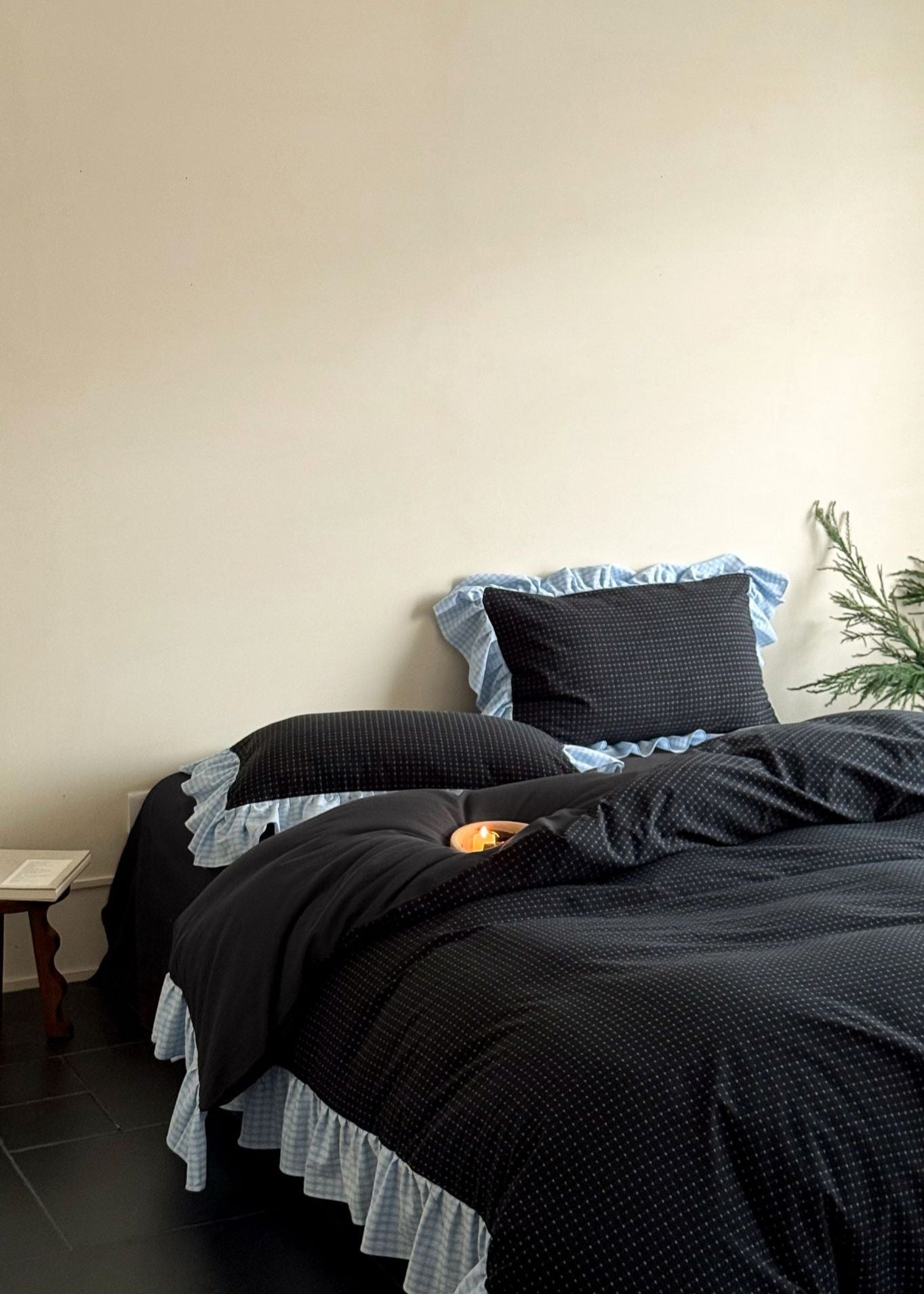 Sadie Gingham Lace Ruffle Bedding Set / Green - Ever Lasting