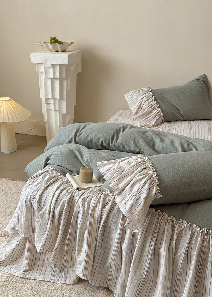 Savannah Lace Ruffle Double Gauze Bedding Bundle - Ever Lasting