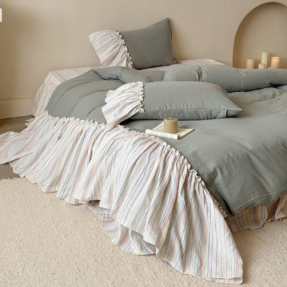 Savannah Lace Ruffle Double Gauze Bedding Bundle - Ever Lasting